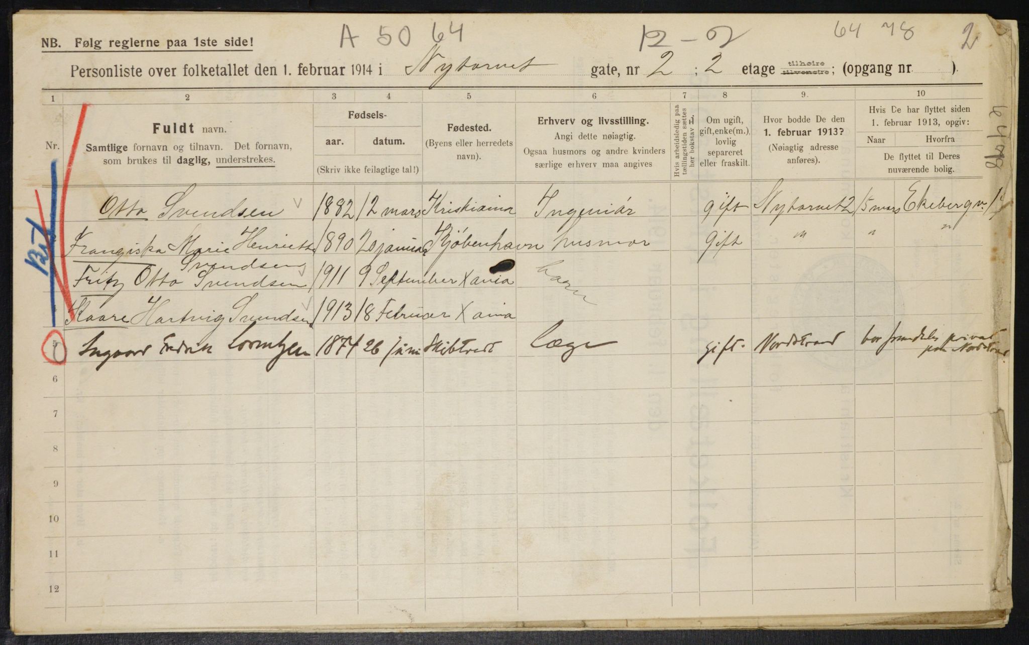 OBA, Municipal Census 1914 for Kristiania, 1914, p. 74035