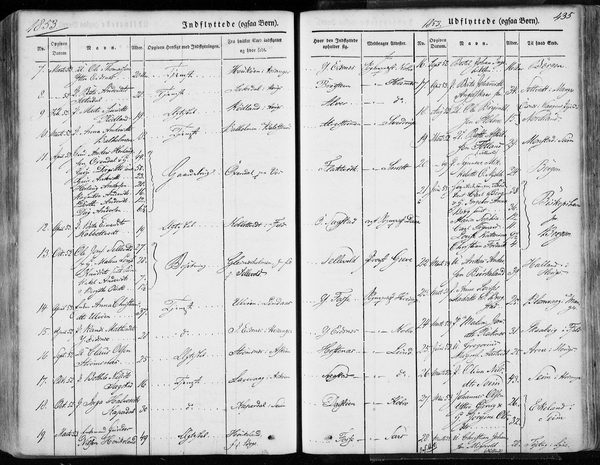 Hamre sokneprestembete, AV/SAB-A-75501/H/Ha/Haa/Haaa/L0013: Parish register (official) no. A 13, 1846-1857, p. 435