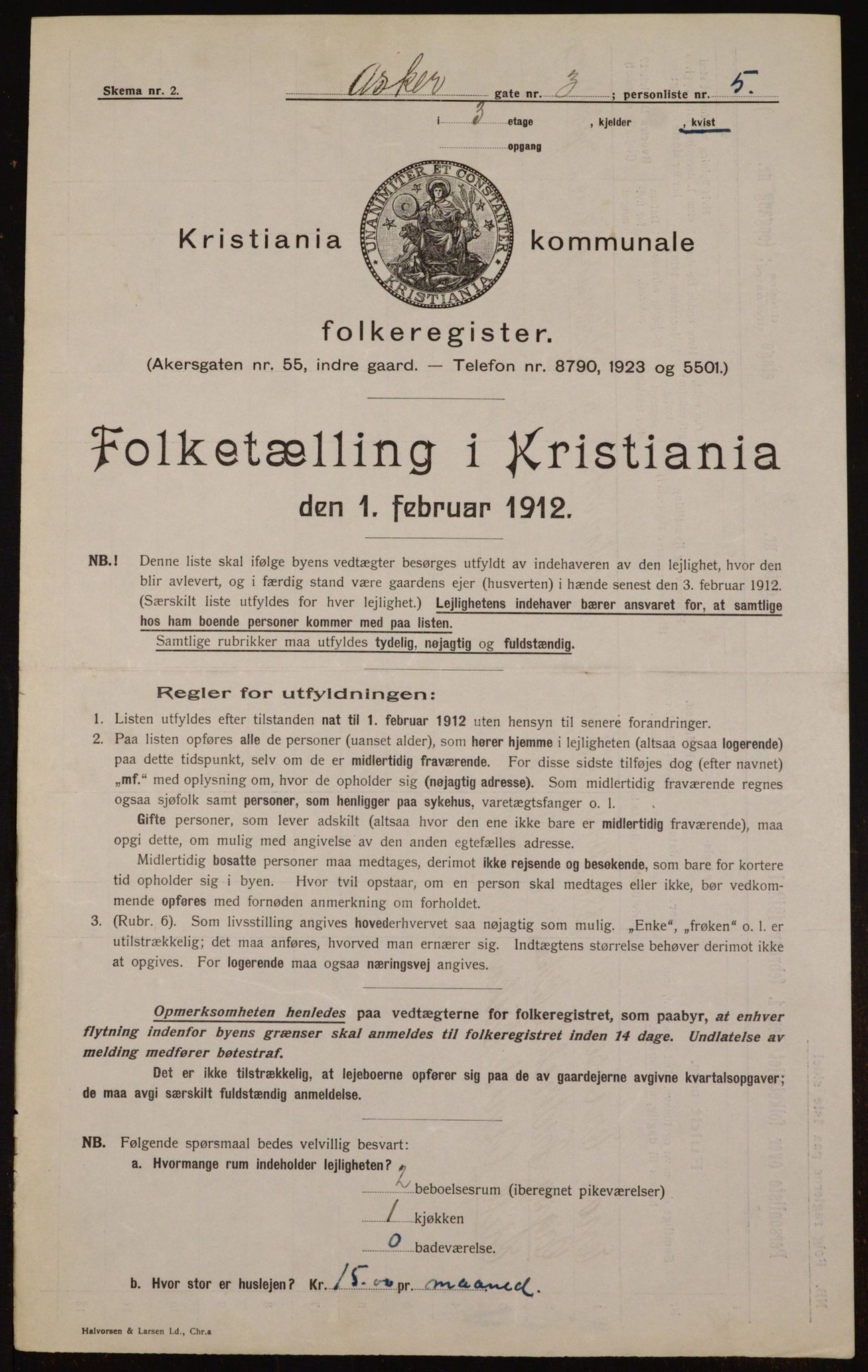 OBA, Municipal Census 1912 for Kristiania, 1912, p. 2448