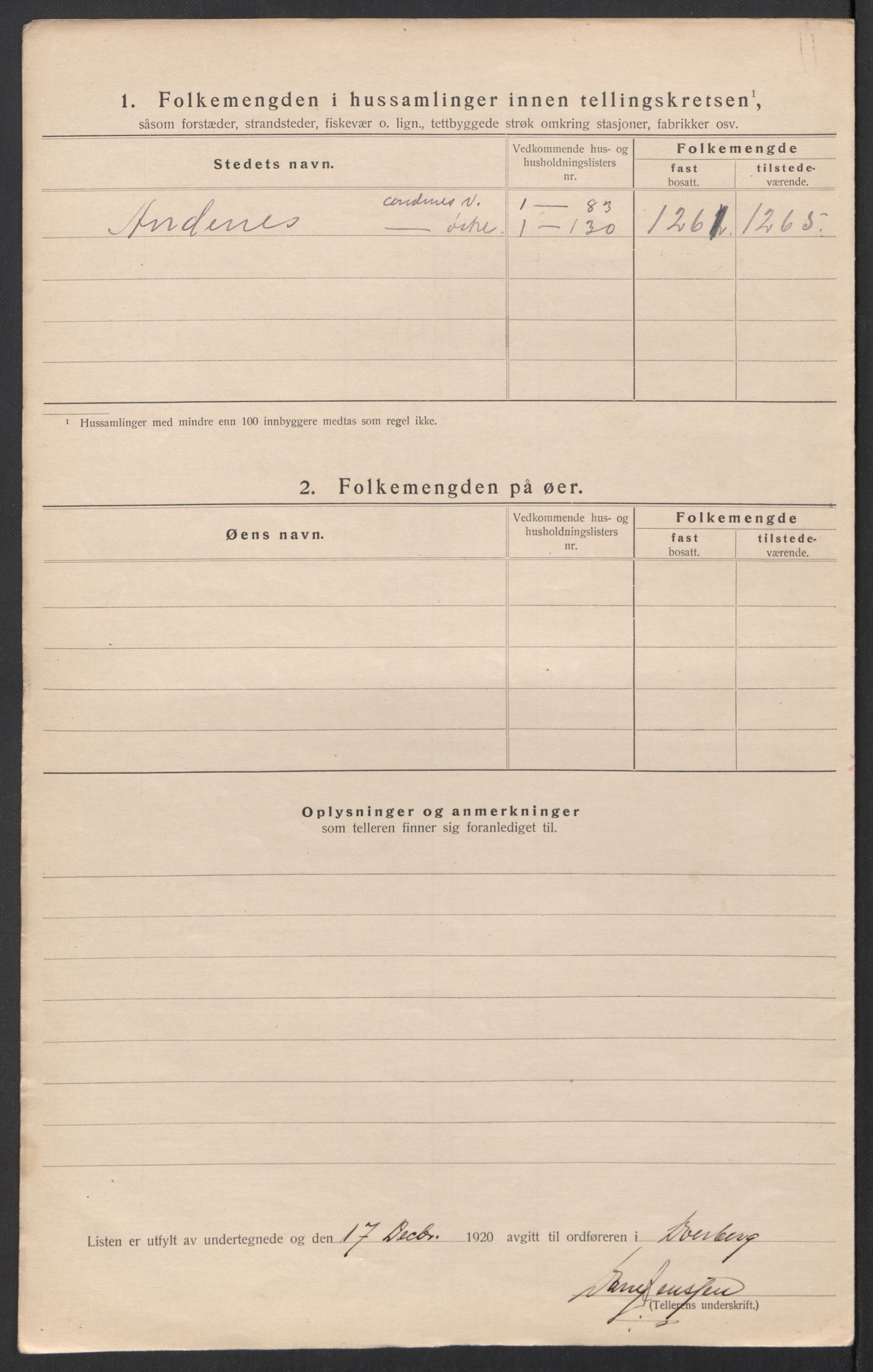 SAT, 1920 census for Dverberg, 1920, p. 17