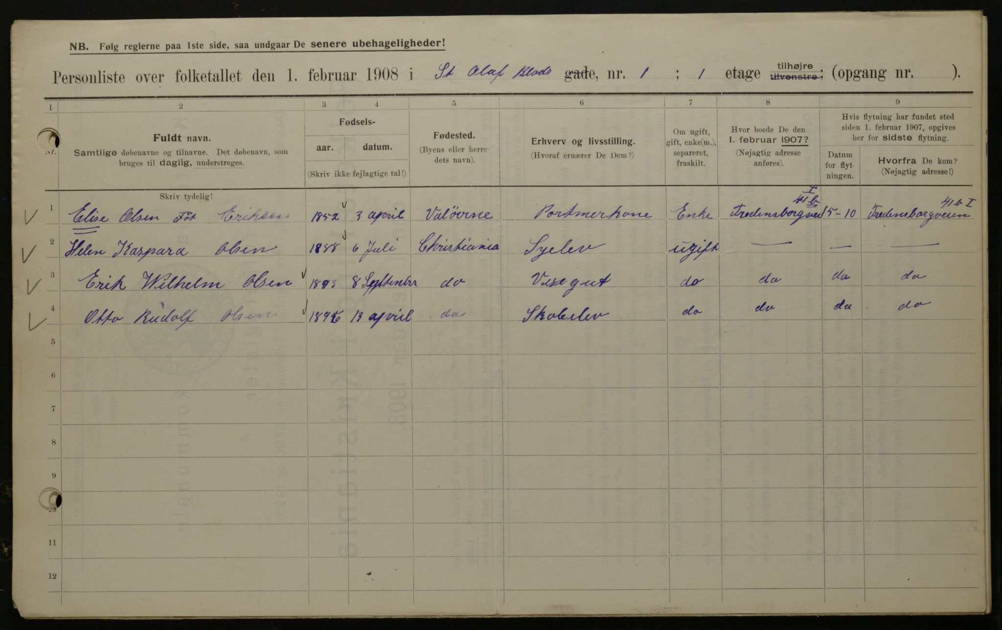 OBA, Municipal Census 1908 for Kristiania, 1908, p. 79620