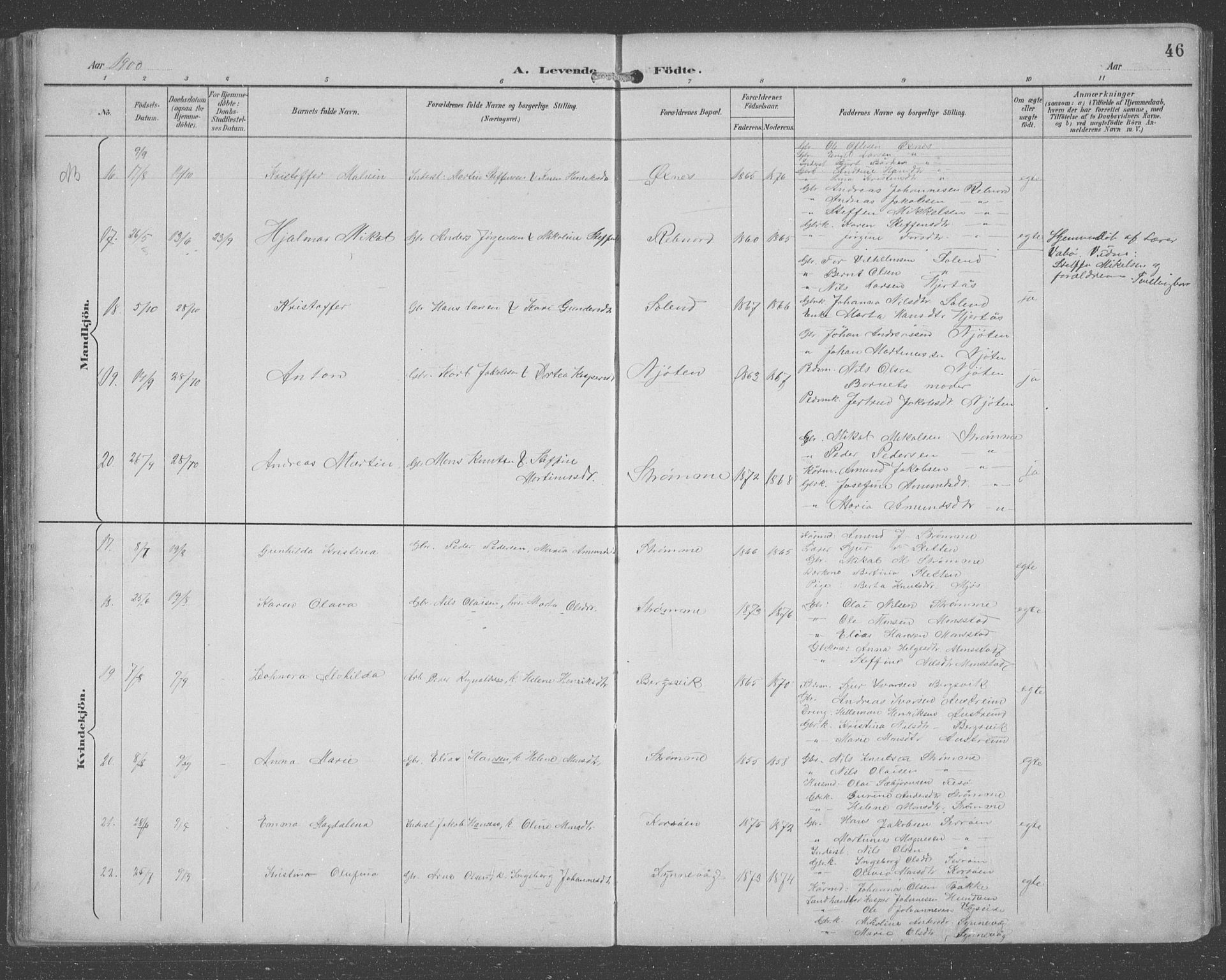 Lindås Sokneprestembete, SAB/A-76701/H/Hab: Parish register (copy) no. C 4, 1894-1910, p. 46