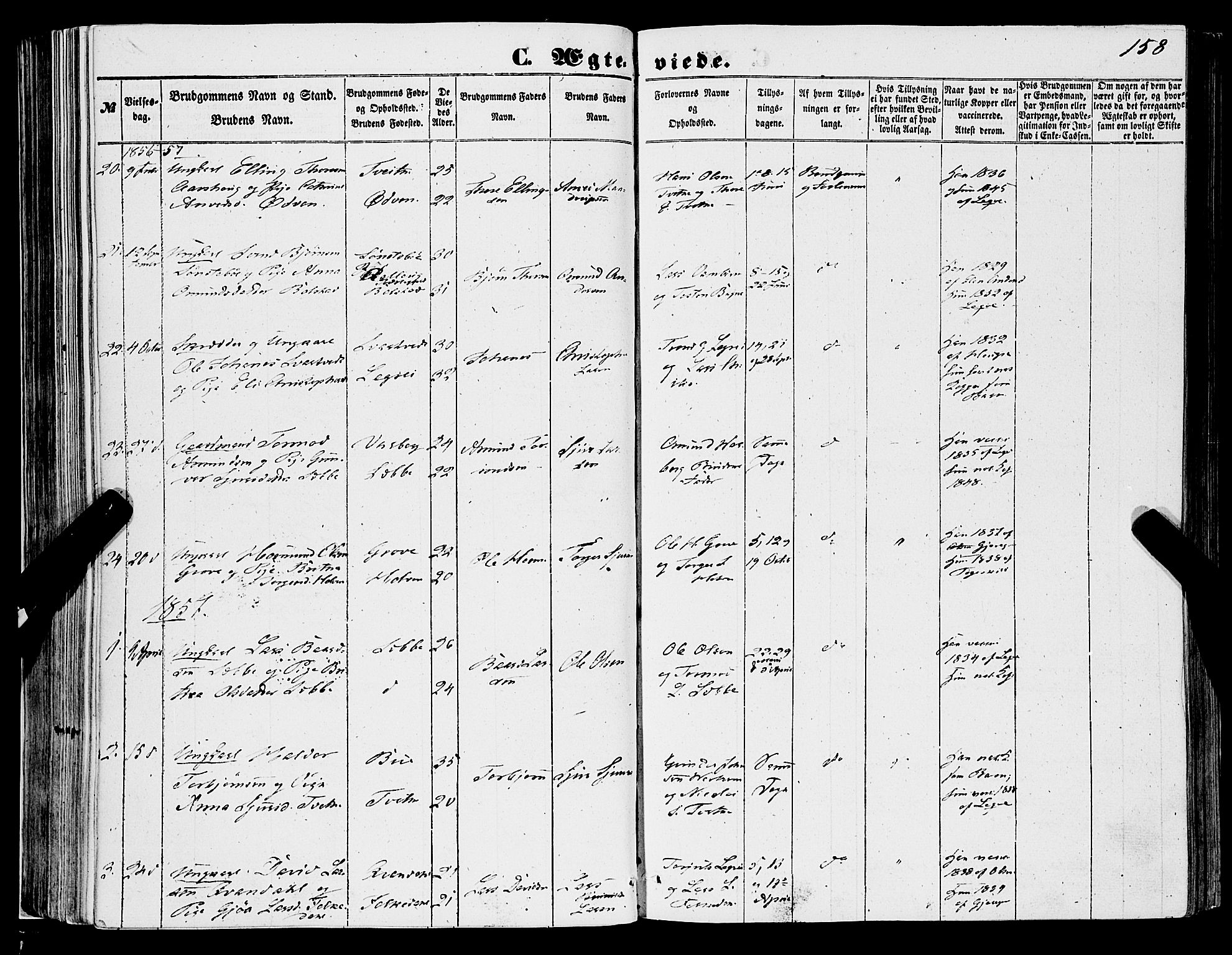 Ulvik sokneprestembete, AV/SAB-A-78801/H/Haa: Parish register (official) no. A 13, 1853-1863, p. 158