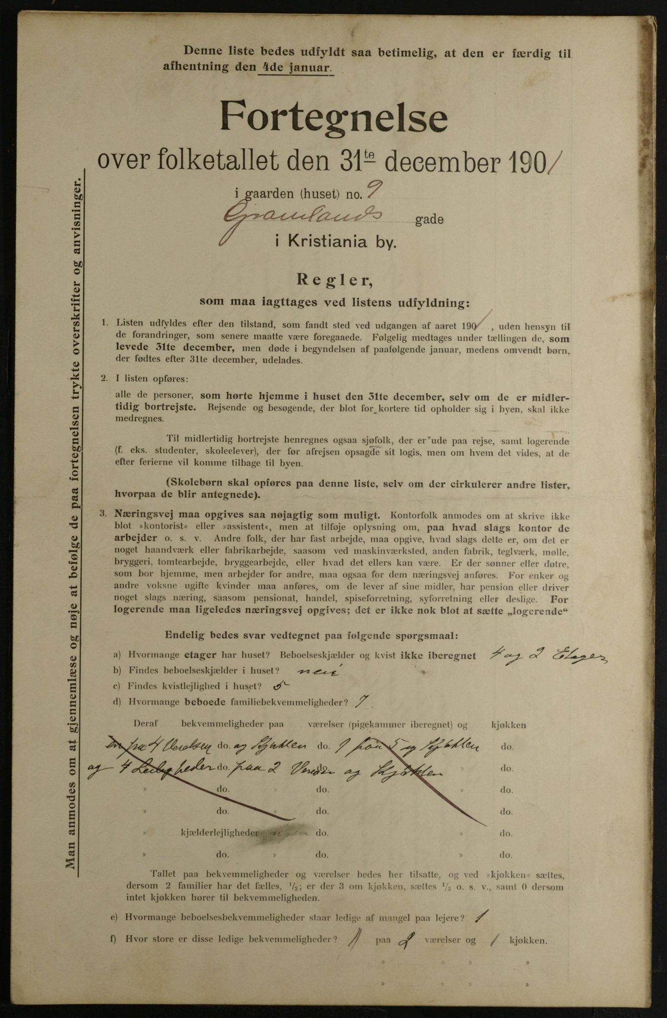 OBA, Municipal Census 1901 for Kristiania, 1901, p. 5051