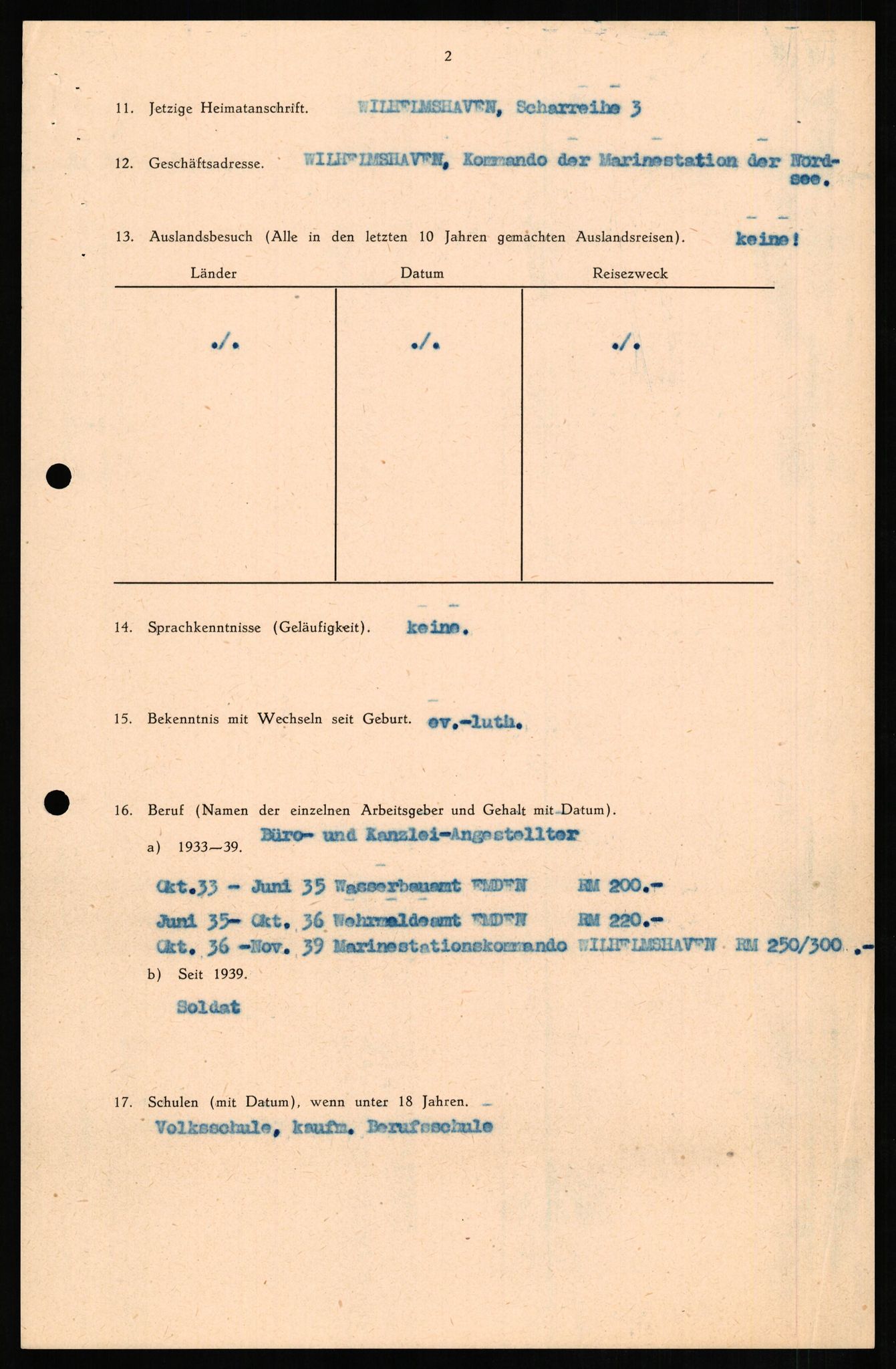 Forsvaret, Forsvarets overkommando II, AV/RA-RAFA-3915/D/Db/L0013: CI Questionaires. Tyske okkupasjonsstyrker i Norge. Tyskere., 1945-1946, p. 285