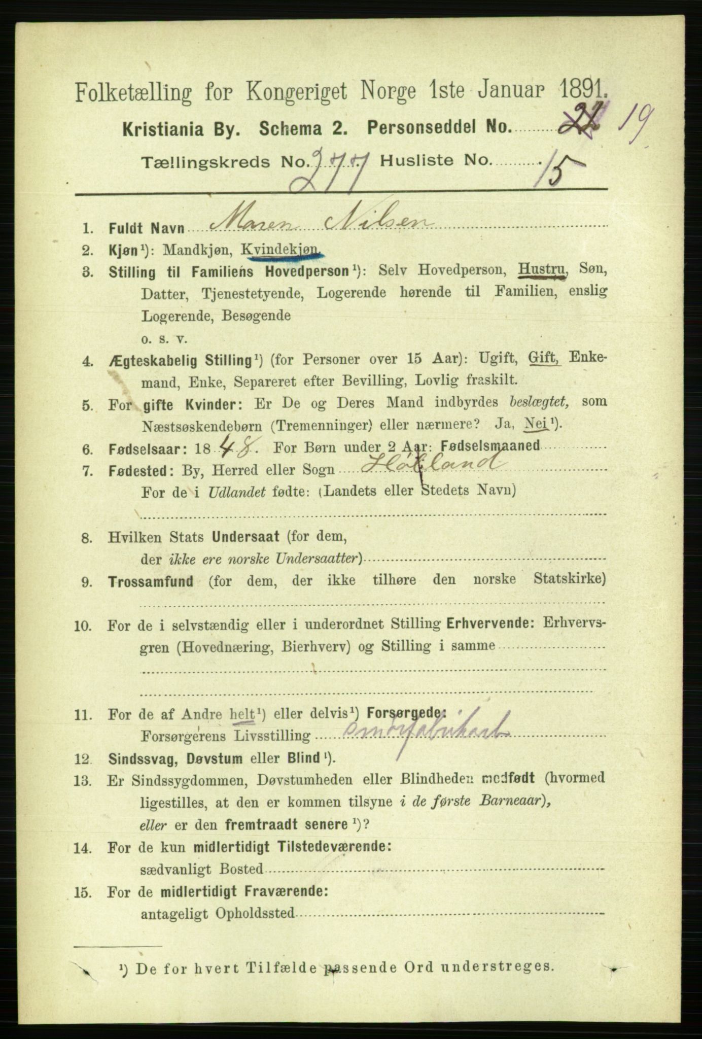 RA, 1891 census for 0301 Kristiania, 1891, p. 168357