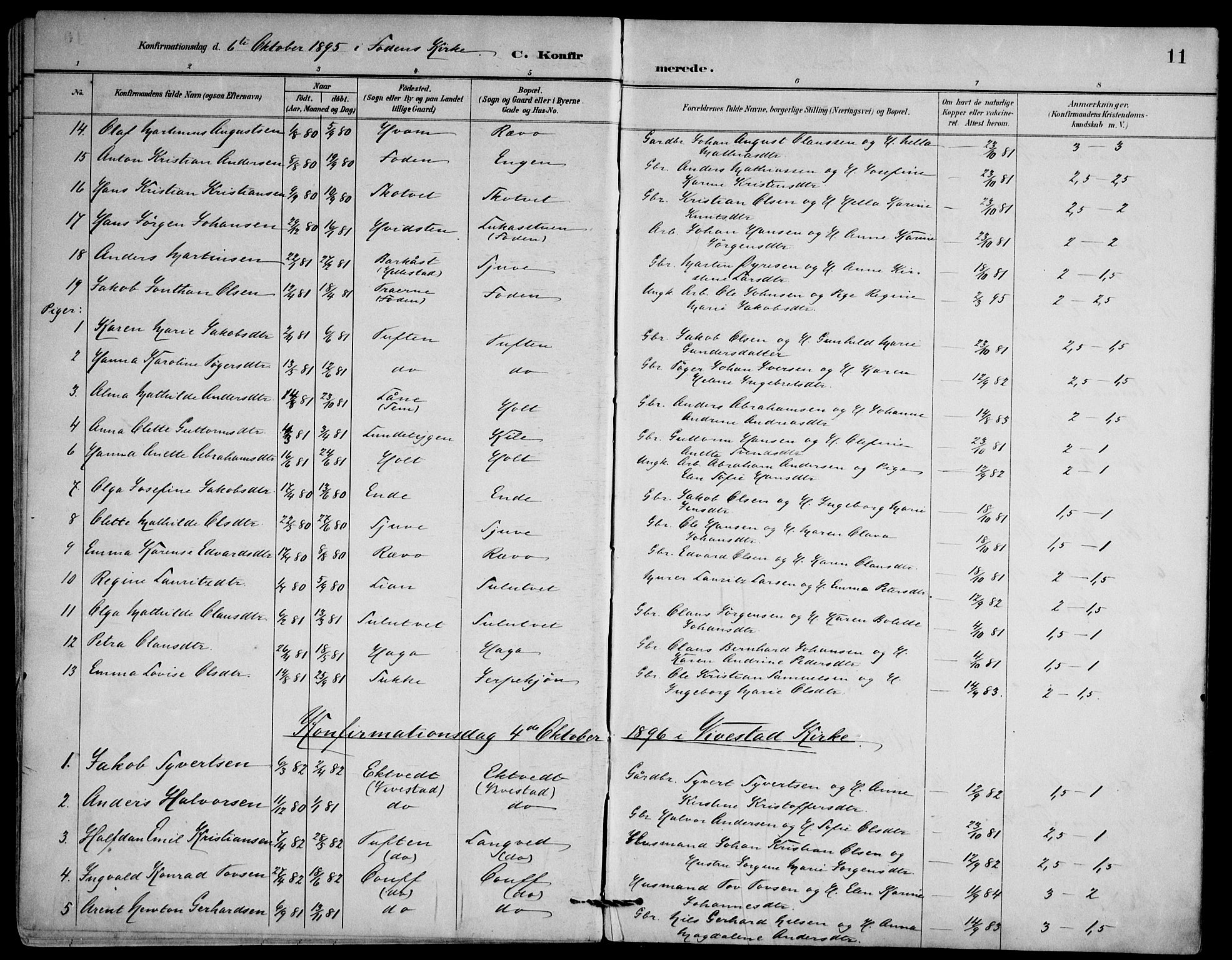 Ramnes kirkebøker, AV/SAKO-A-314/F/Fd/L0003: Curate's parish register no. IV 3, 1887-1907, p. 11