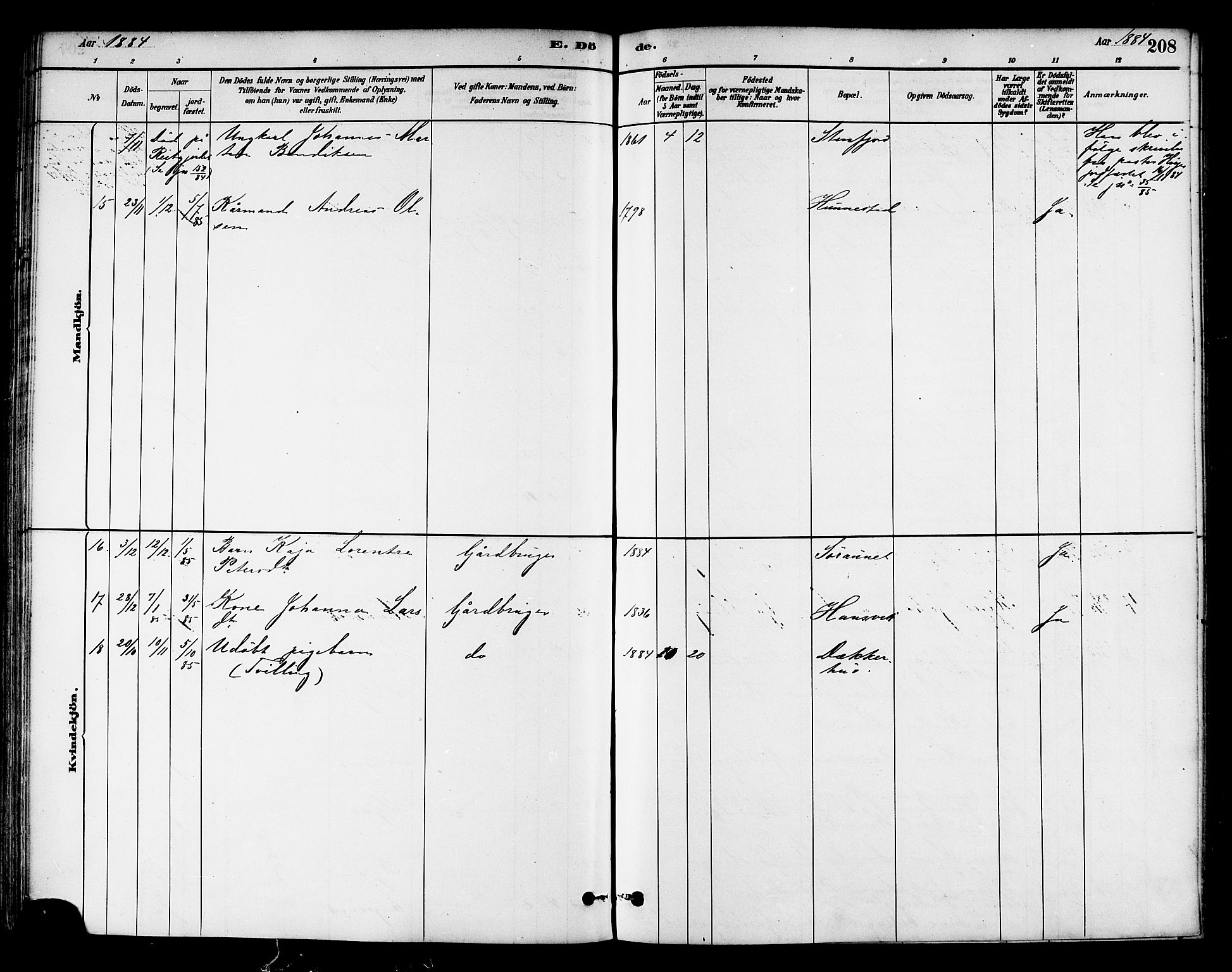 Ministerialprotokoller, klokkerbøker og fødselsregistre - Nord-Trøndelag, SAT/A-1458/786/L0686: Parish register (official) no. 786A02, 1880-1887, p. 208