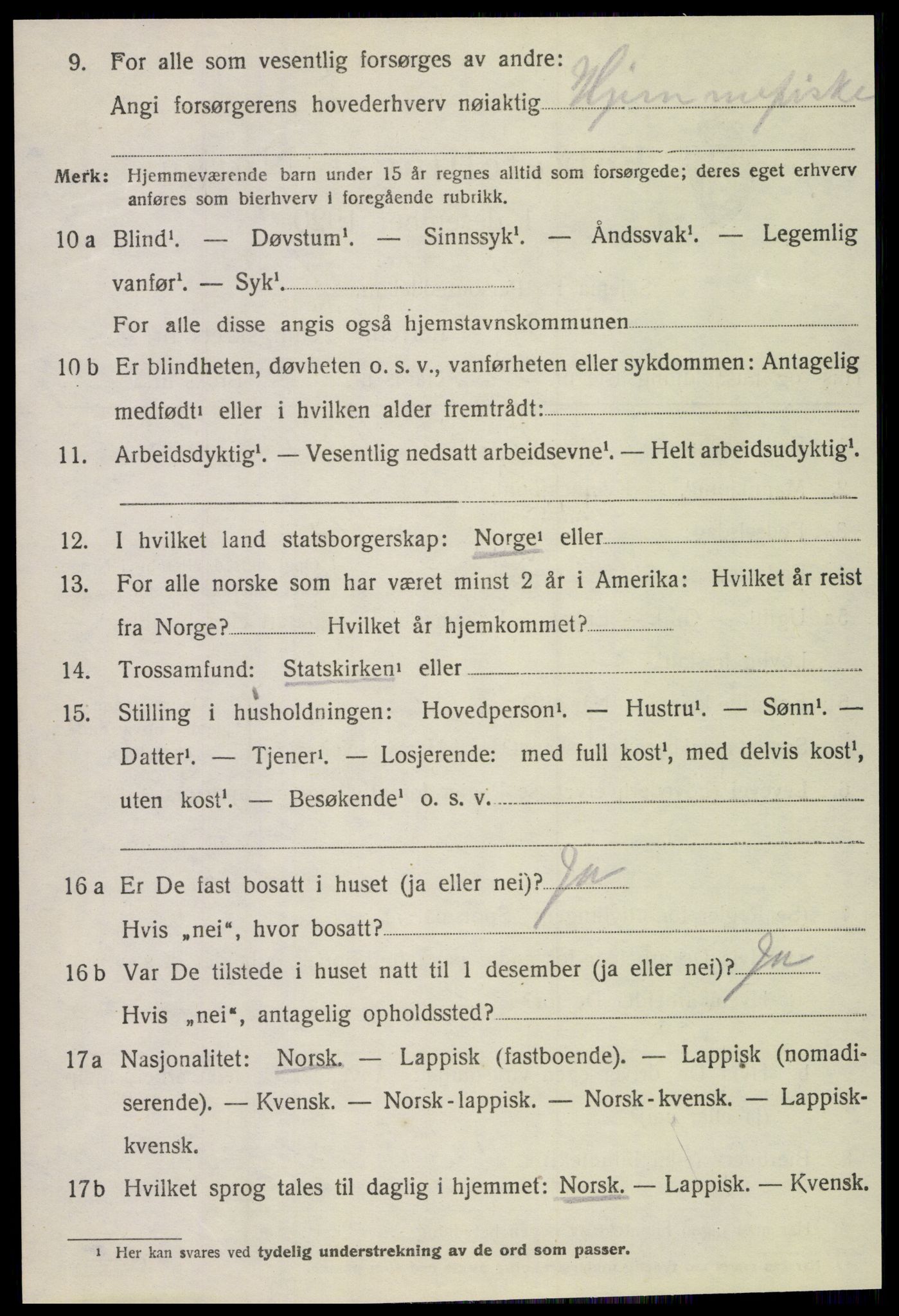 SAT, 1920 census for Lurøy, 1920, p. 4964