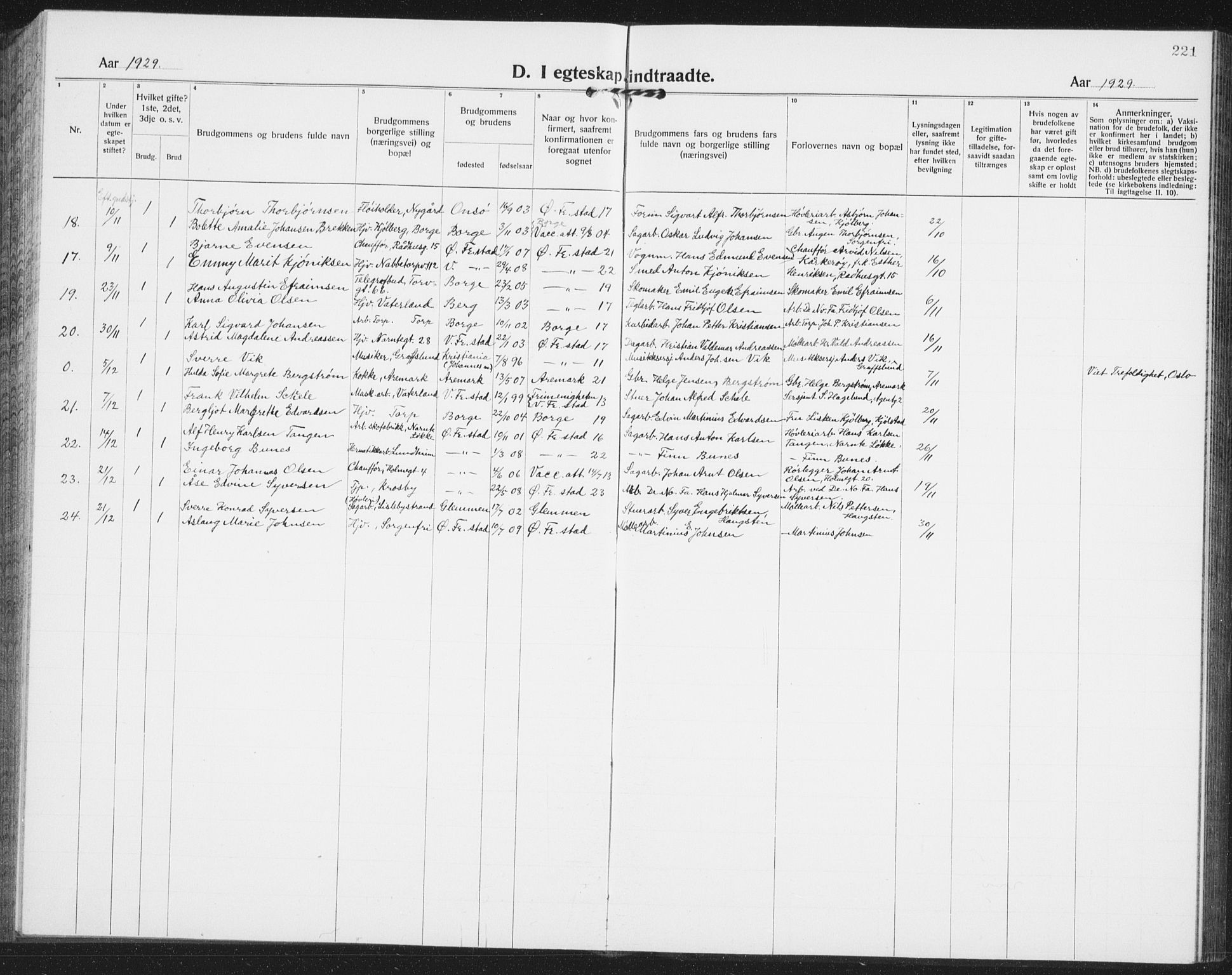 Østre Fredrikstad prestekontor Kirkebøker, AV/SAO-A-10907/G/Ga/L0003: Parish register (copy) no. 3, 1920-1940, p. 221