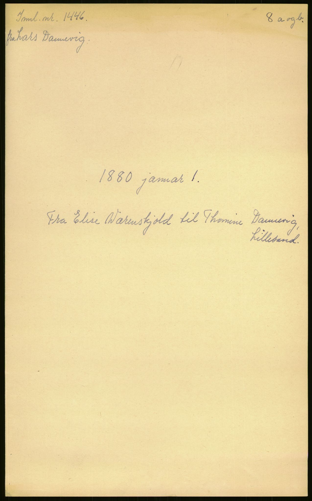 Samlinger til kildeutgivelse, Amerikabrevene, AV/RA-EA-4057/F/L0027: Innlån fra Aust-Agder: Dannevig - Valsgård, 1838-1914, p. 77