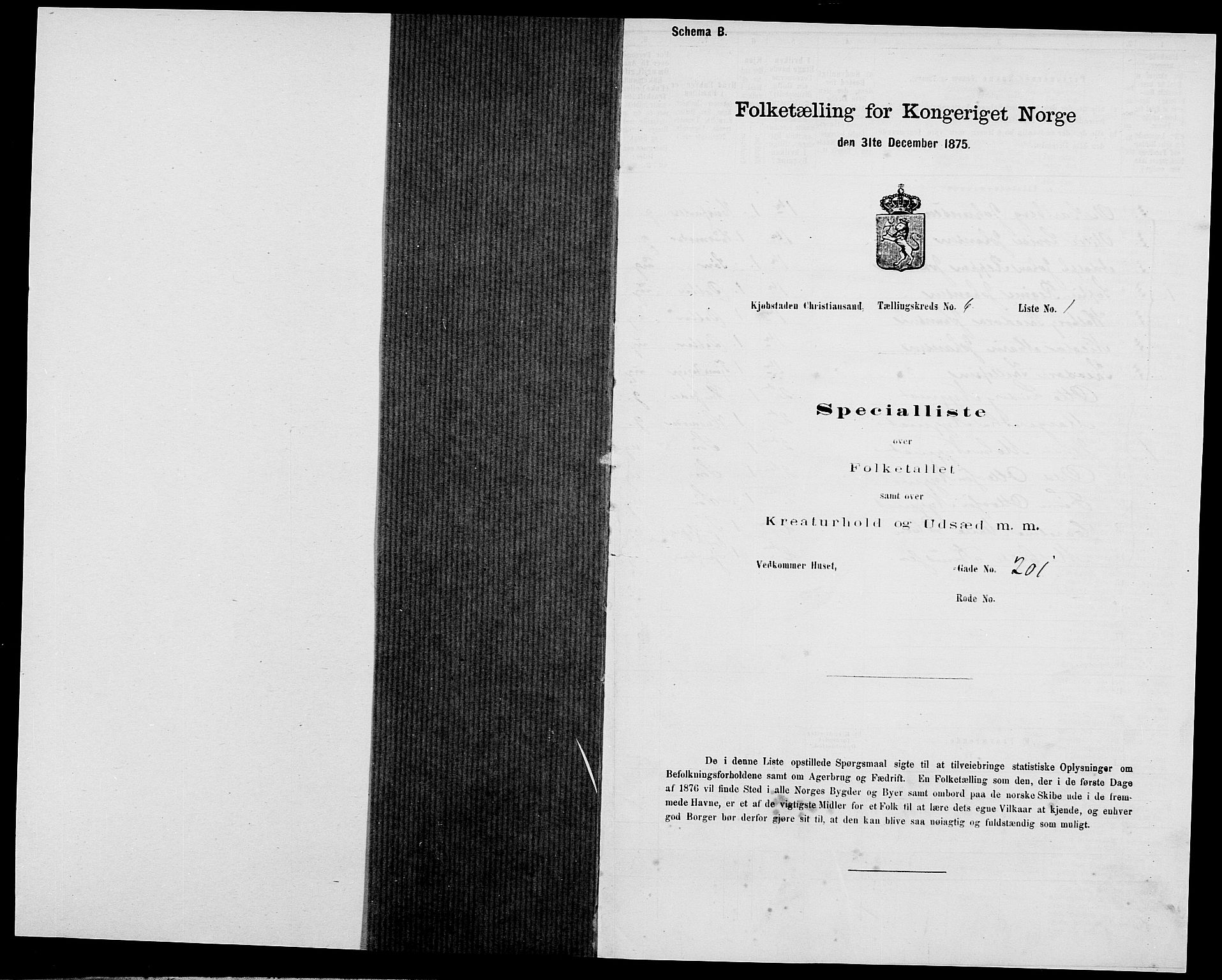 SAK, 1875 census for 1001P Kristiansand, 1875, p. 753