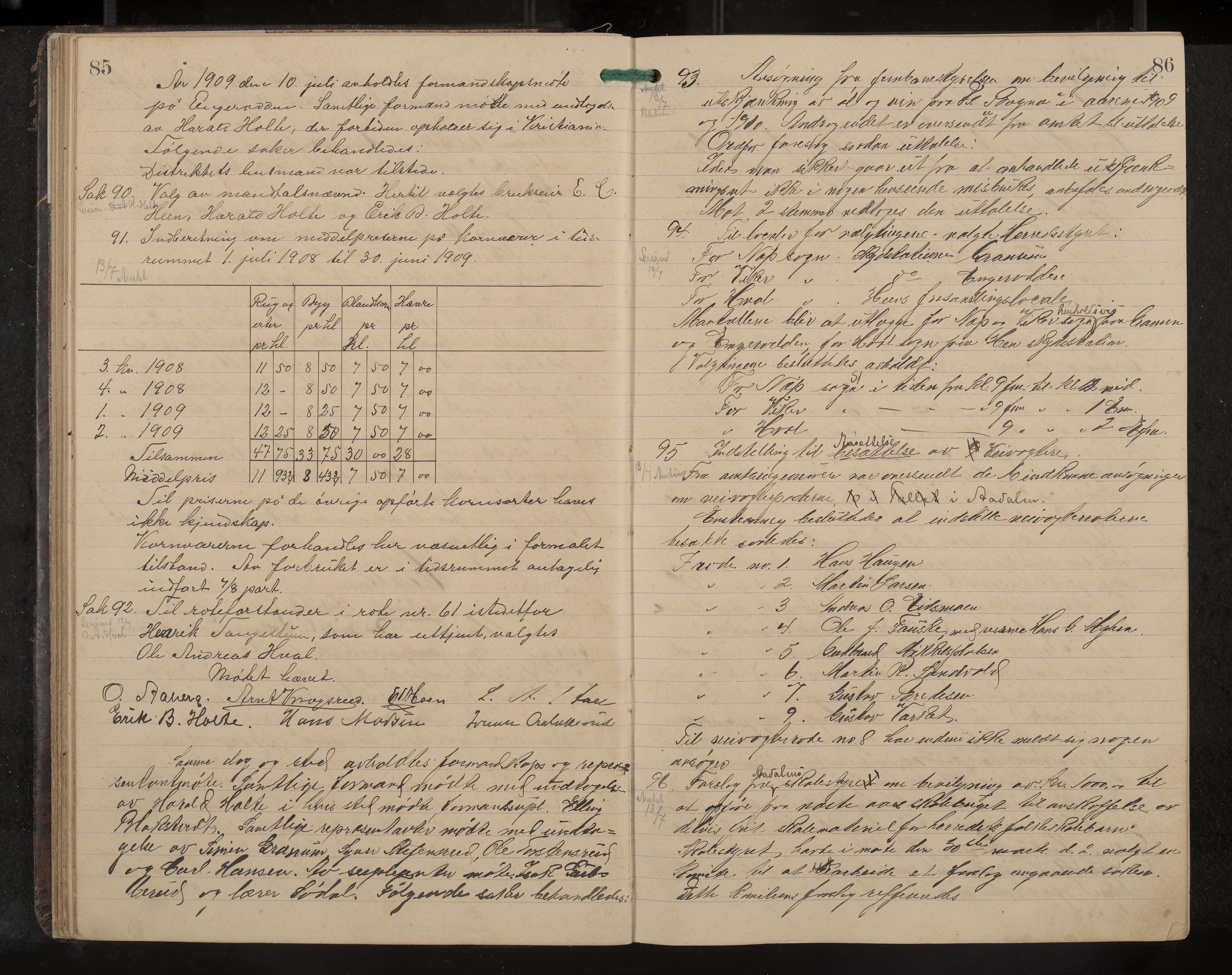 Ådal formannskap og sentraladministrasjon, IKAK/0614021/A/Aa/L0003: Møtebok, 1907-1914, p. 85-86