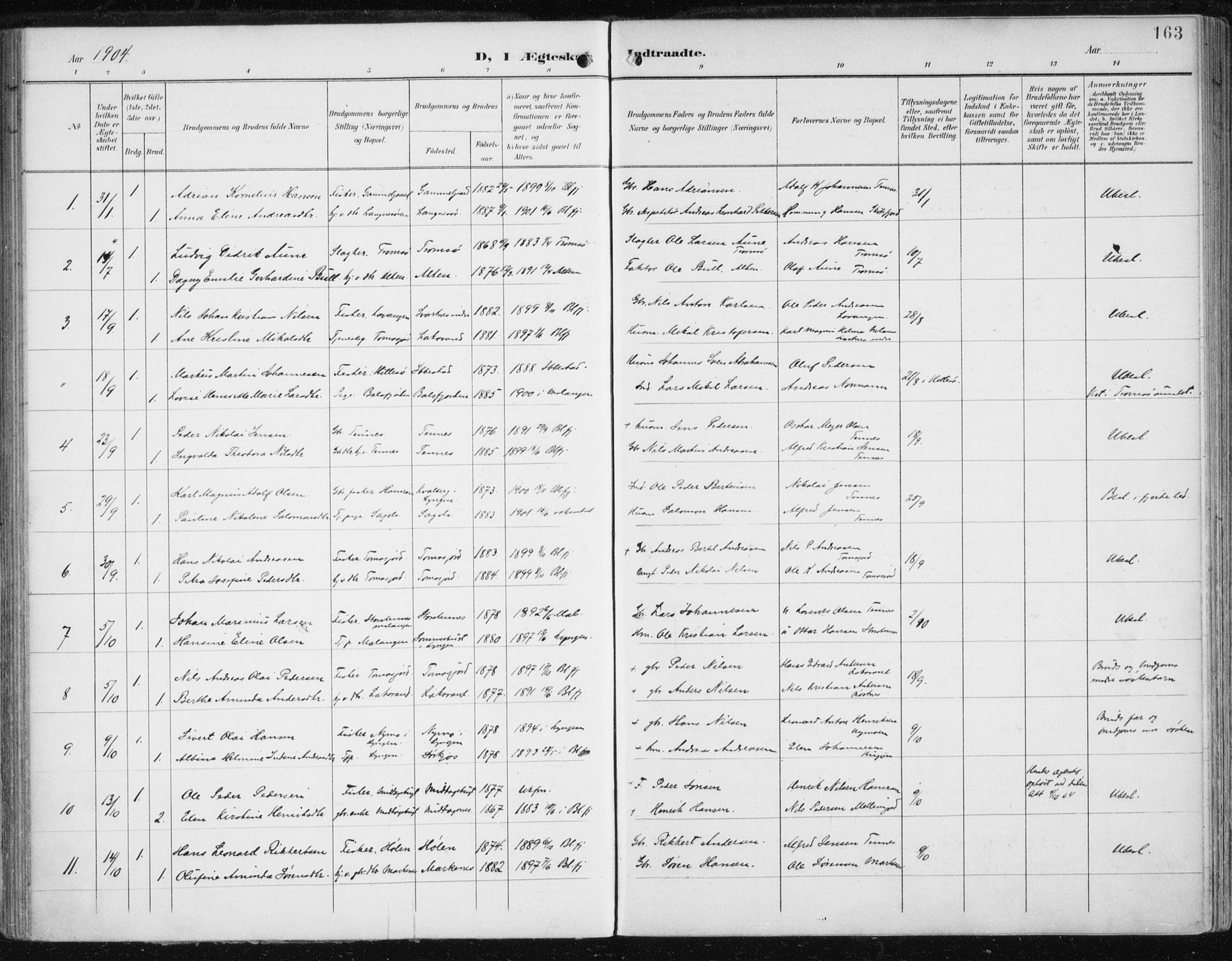 Balsfjord sokneprestembete, SATØ/S-1303/G/Ga/L0006kirke: Parish register (official) no. 6, 1897-1909, p. 163