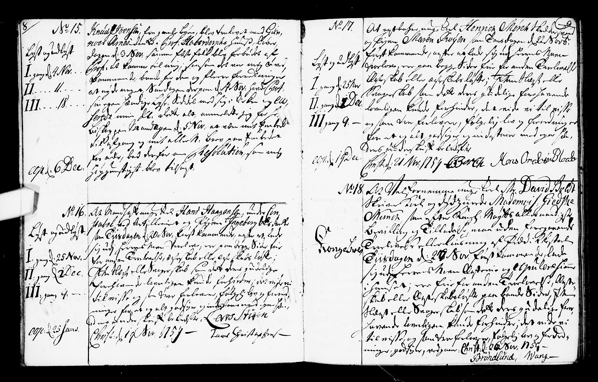 Oslo domkirke Kirkebøker, AV/SAO-A-10752/L/La/L0008: Best man's statements no. 8, 1759-1769, p. 8-9
