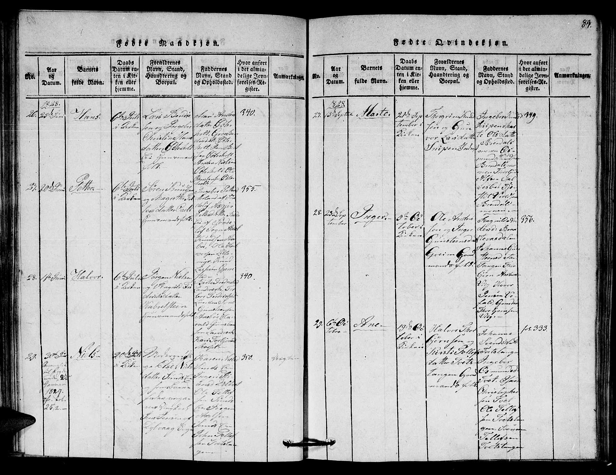 Gjerstad sokneprestkontor, AV/SAK-1111-0014/F/Fa/Faa/L0004: Parish register (official) no. A 4, 1816-1829, p. 84