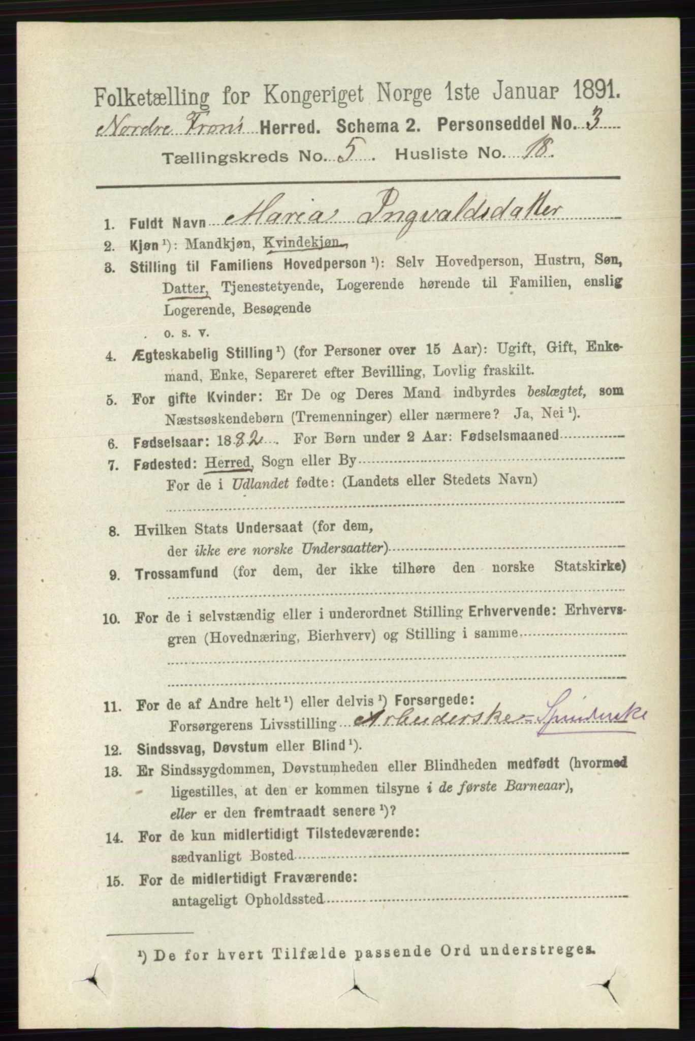 RA, 1891 census for 0518 Nord-Fron, 1891, p. 2042