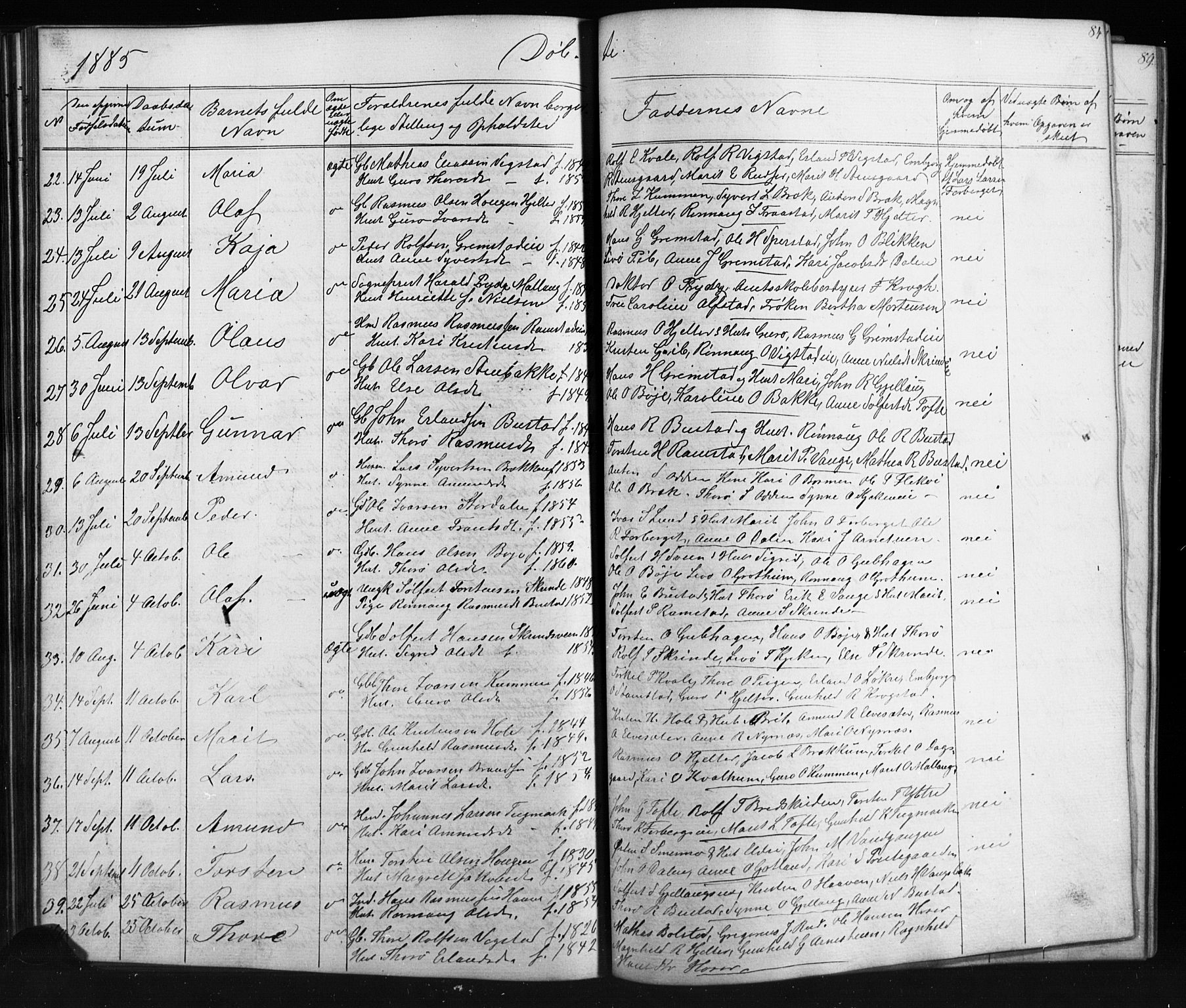 Skjåk prestekontor, SAH/PREST-072/H/Ha/Hab/L0001: Parish register (copy) no. 1, 1865-1893, p. 84