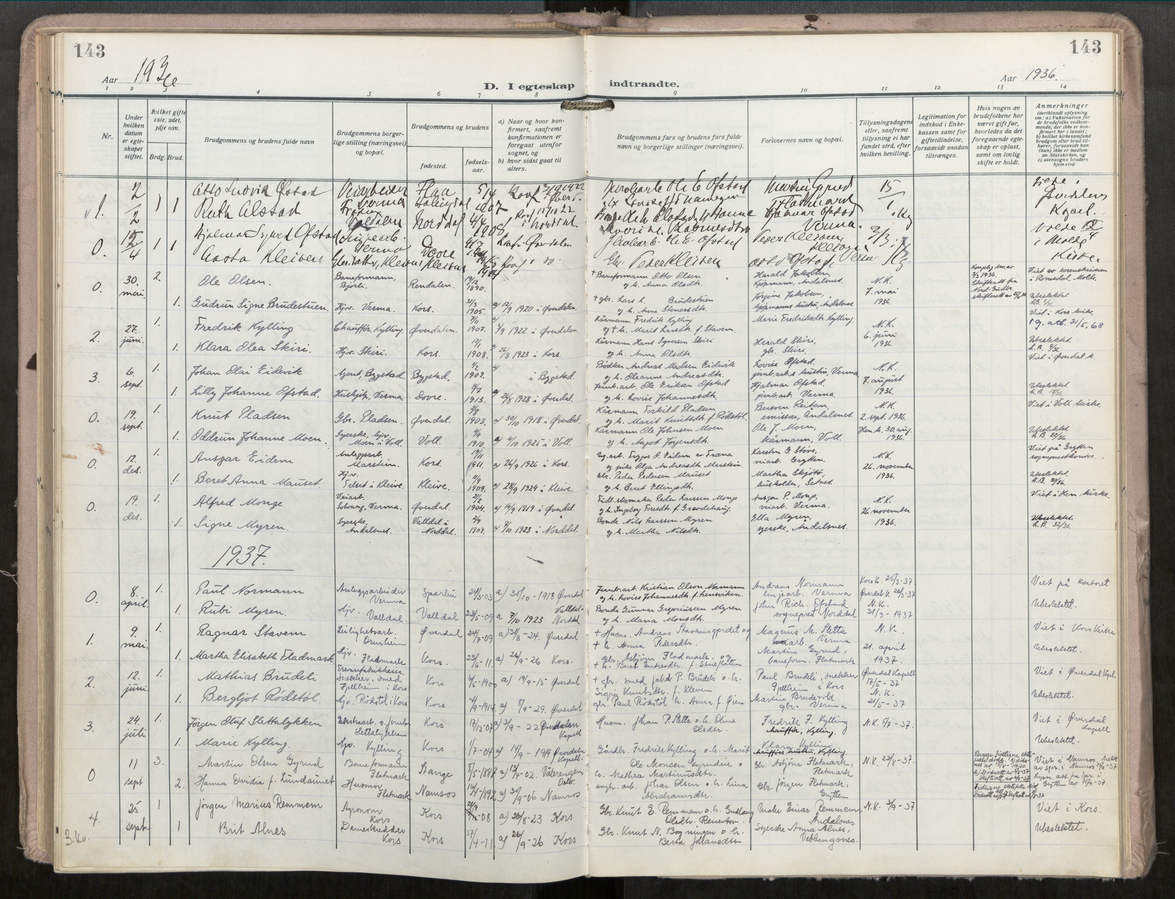 Ministerialprotokoller, klokkerbøker og fødselsregistre - Møre og Romsdal, AV/SAT-A-1454/546/L0601: Parish register (official) no. 546A04, 1919-1956, p. 143