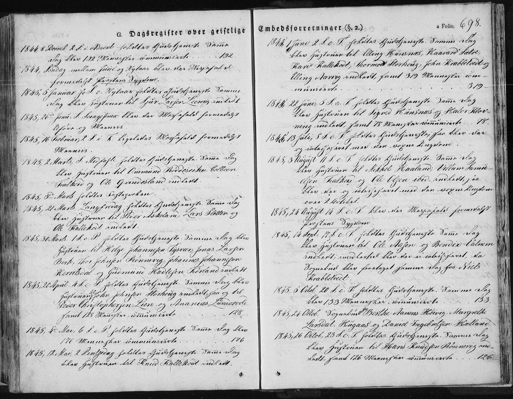 Tysvær sokneprestkontor, SAST/A -101864/H/Ha/Haa/L0001: Parish register (official) no. A 1.2, 1831-1856, p. 698