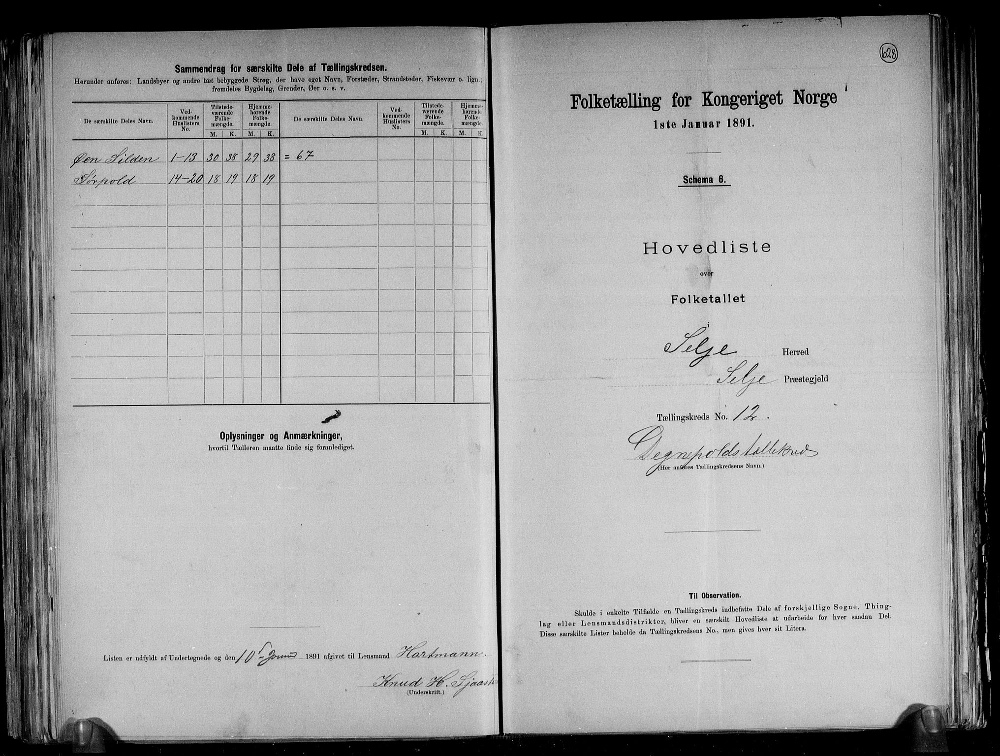 RA, 1891 census for 1441 Selje, 1891, p. 26