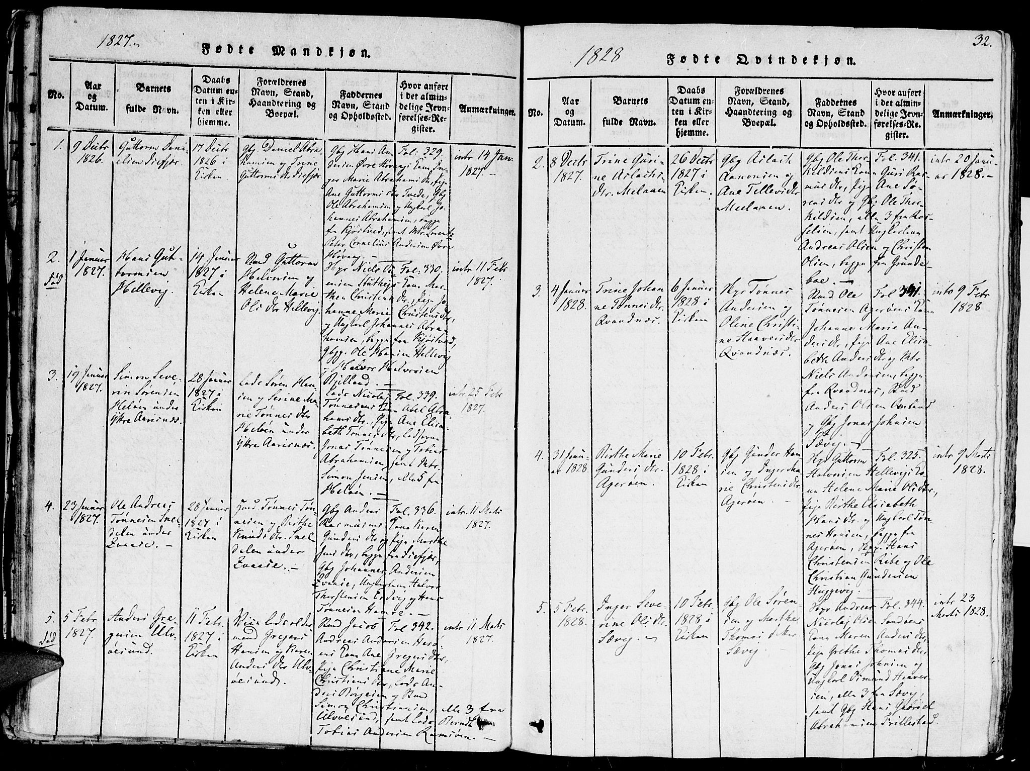 Høvåg sokneprestkontor, SAK/1111-0025/F/Fa/L0001: Parish register (official) no. A 1, 1816-1843, p. 32
