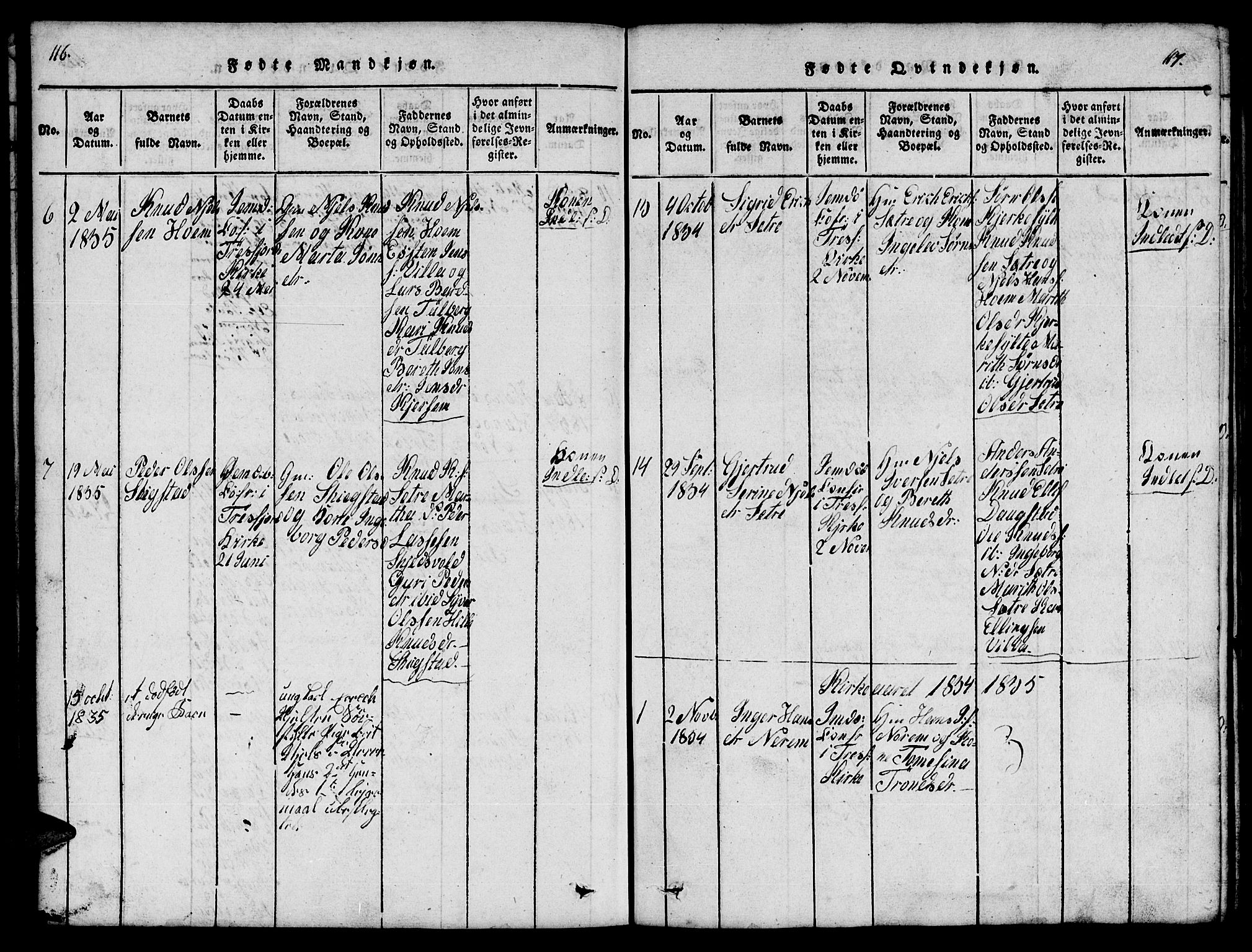 Ministerialprotokoller, klokkerbøker og fødselsregistre - Møre og Romsdal, AV/SAT-A-1454/541/L0546: Parish register (copy) no. 541C01, 1818-1856, p. 116-117