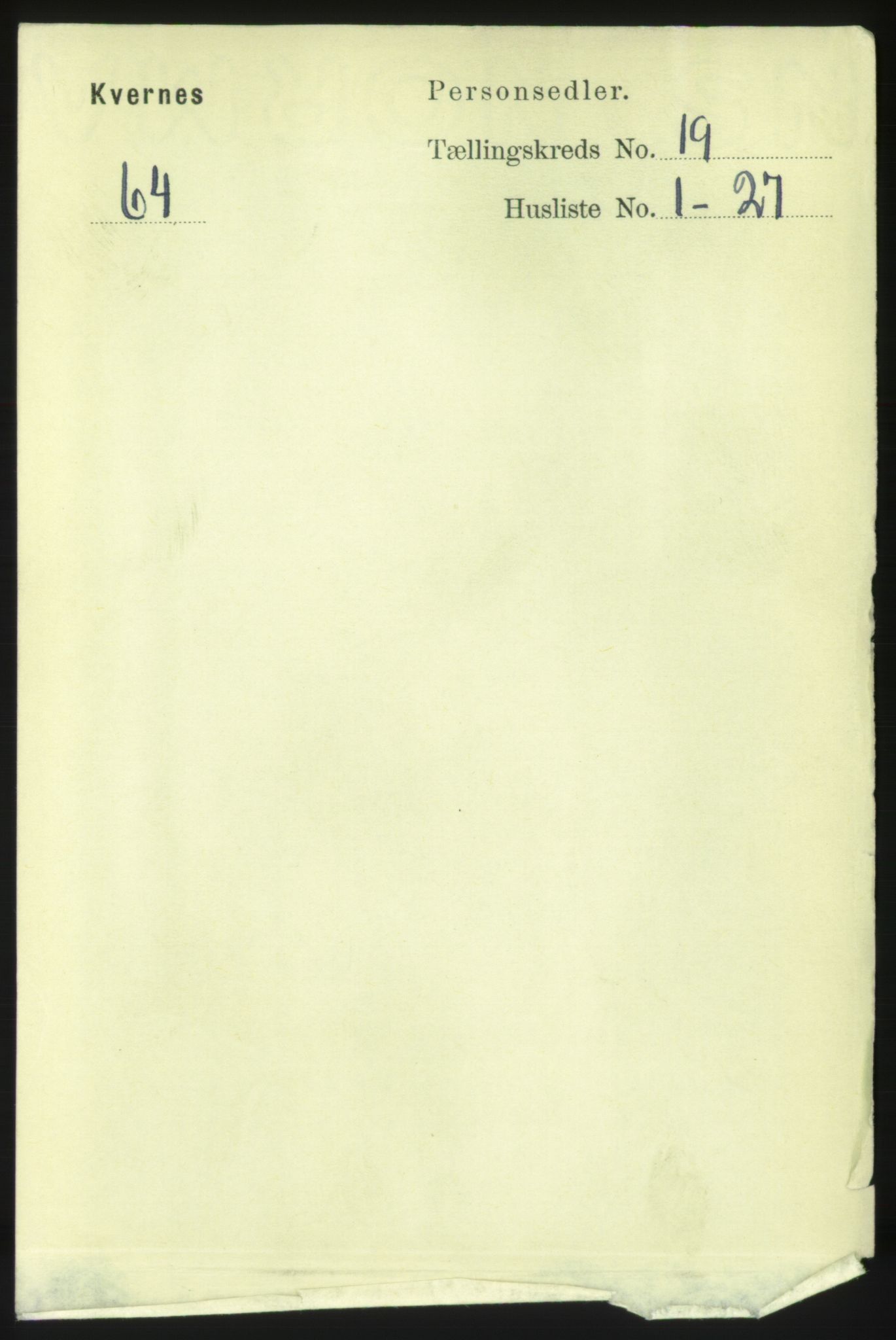 RA, 1891 census for 1553 Kvernes, 1891, p. 8455