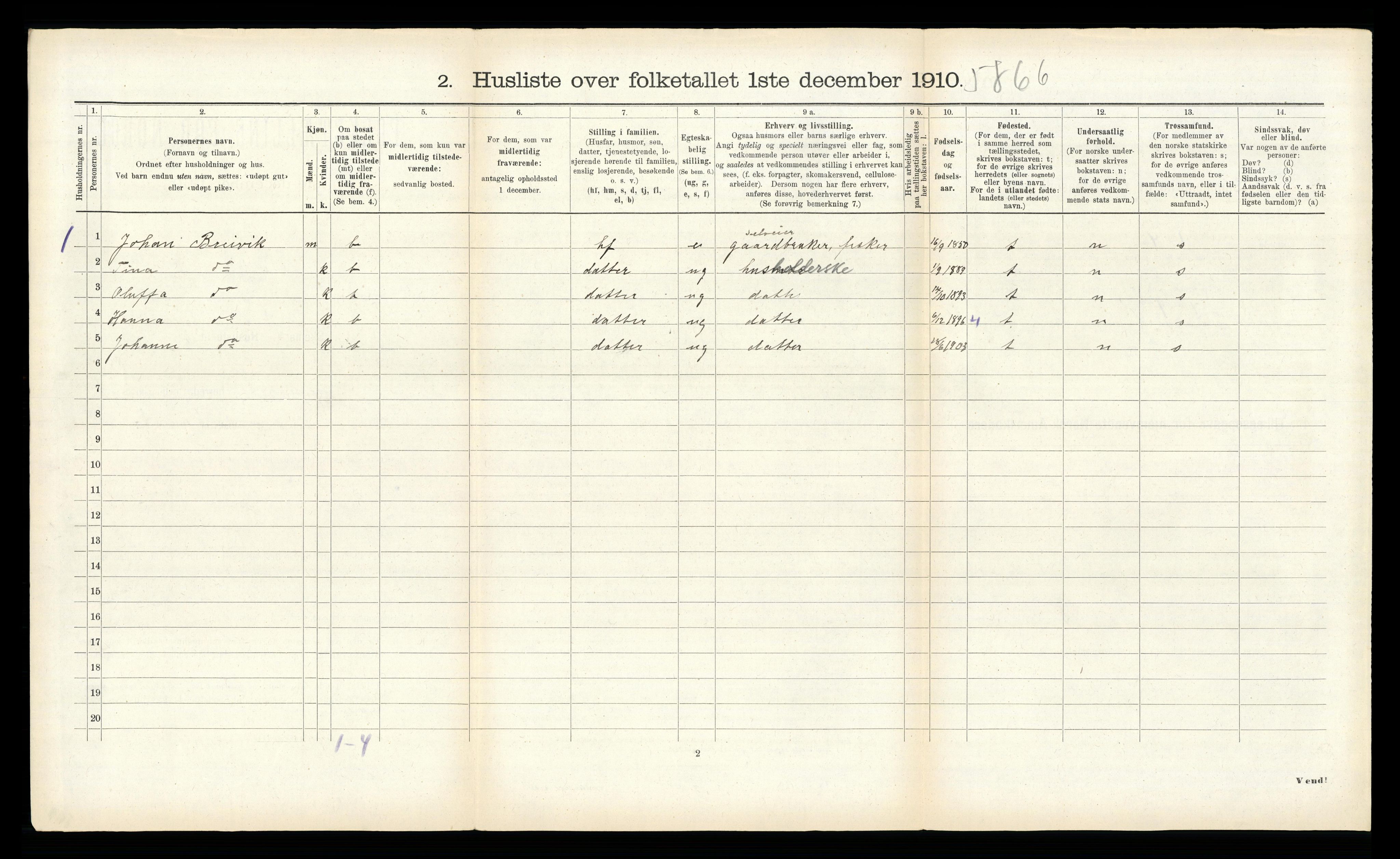 RA, 1910 census for Ulstein, 1910, p. 359