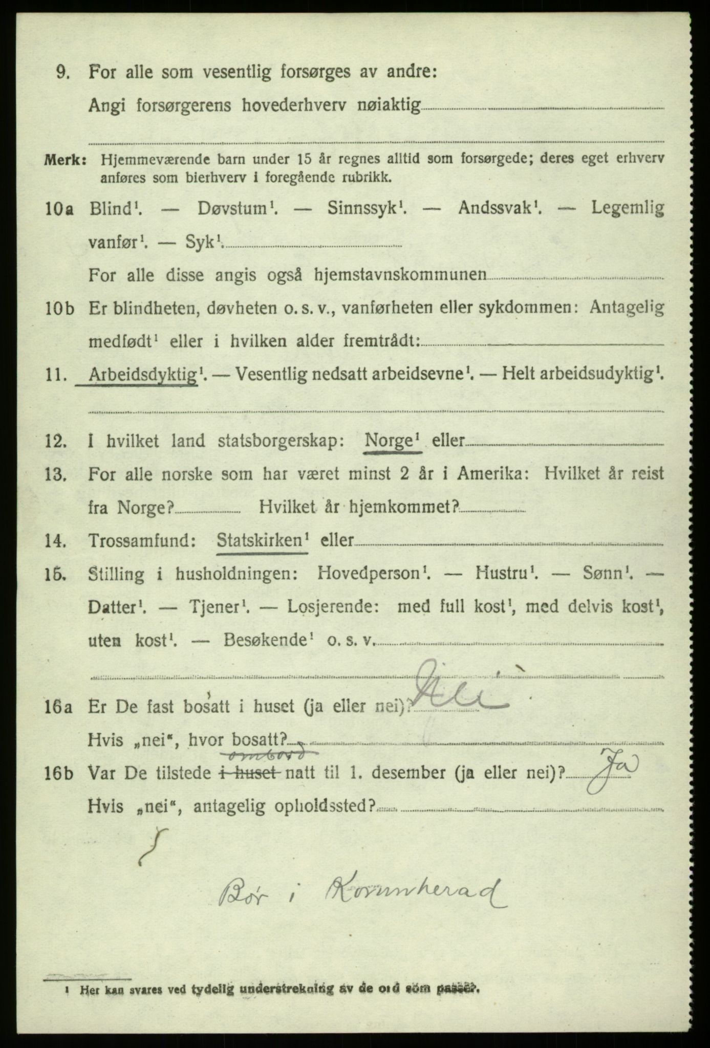 SAB, 1920 census for Hosanger, 1920, p. 2336