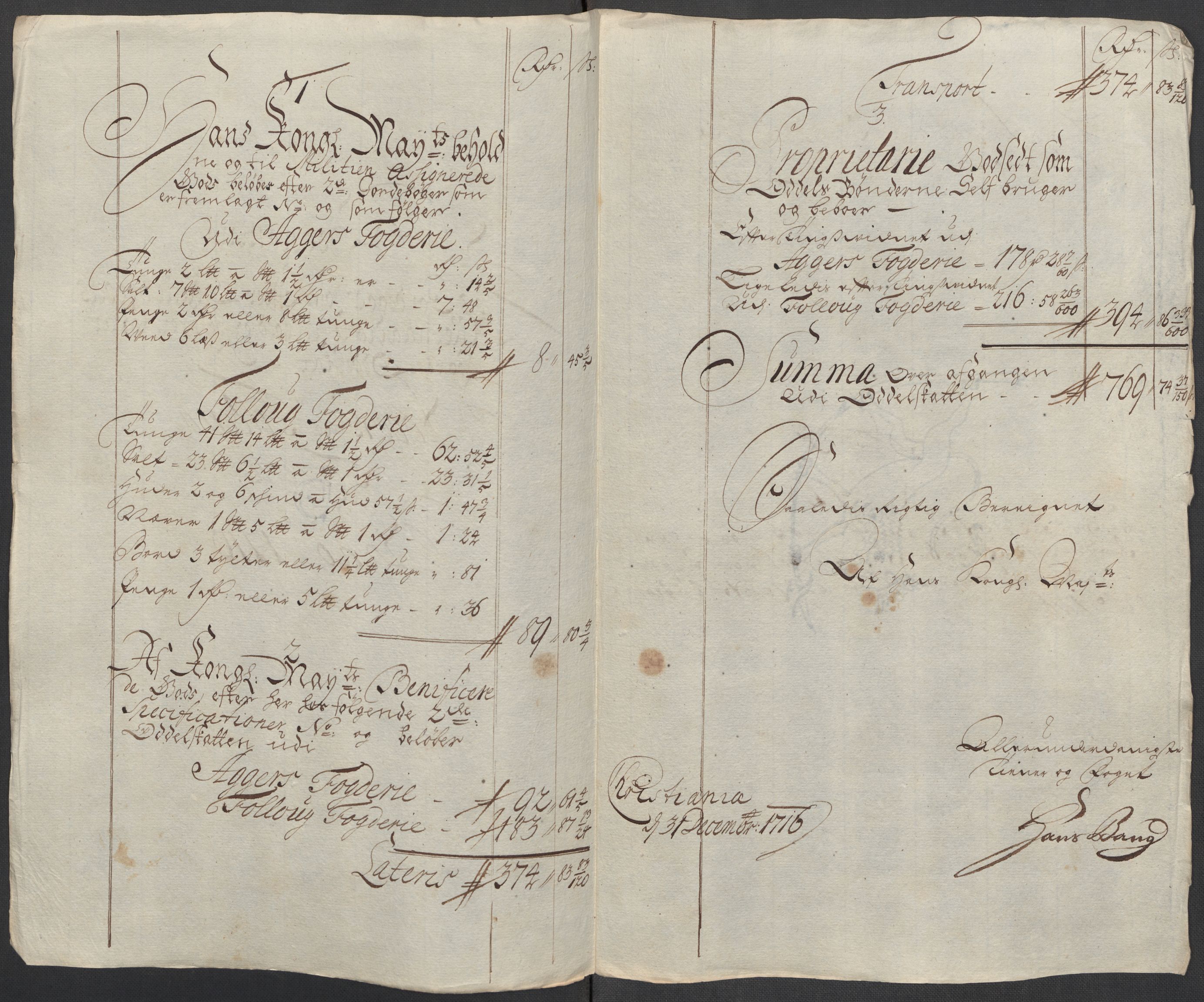 Rentekammeret inntil 1814, Reviderte regnskaper, Fogderegnskap, AV/RA-EA-4092/R10/L0454: Fogderegnskap Aker og Follo, 1716, p. 304