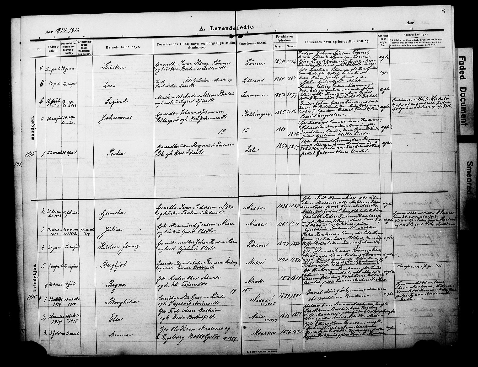 Balestrand sokneprestembete, AV/SAB-A-79601/H/Hab/Habc/L0004: Parish register (copy) no. C 4, 1909-1929, p. 8