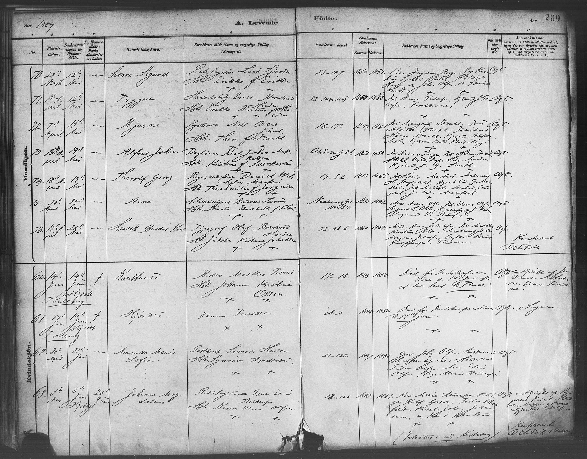 Korskirken sokneprestembete, AV/SAB-A-76101/H/Haa/L0021: Parish register (official) no. B 7, 1878-1889, p. 299