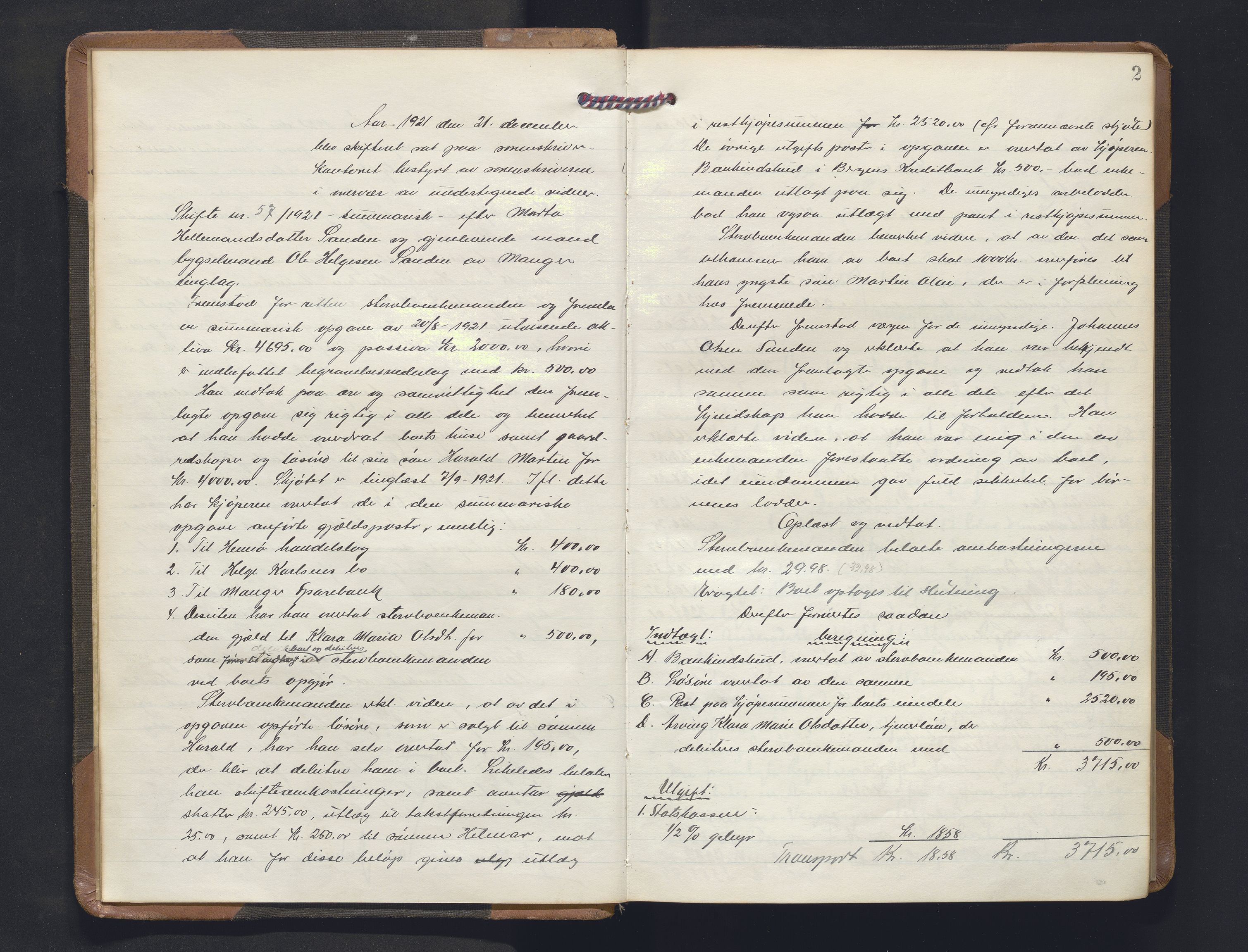 Nordhordland sorenskrivar, AV/SAB-A-2901/1/H/Hc/L0008: Skifteforhandlingsprotokollar, 1921-1924, p. 2