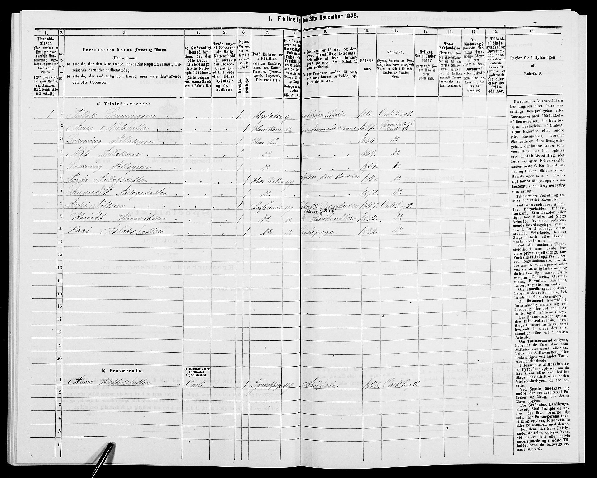 SAK, 1875 census for 0929P Åmli, 1875, p. 246