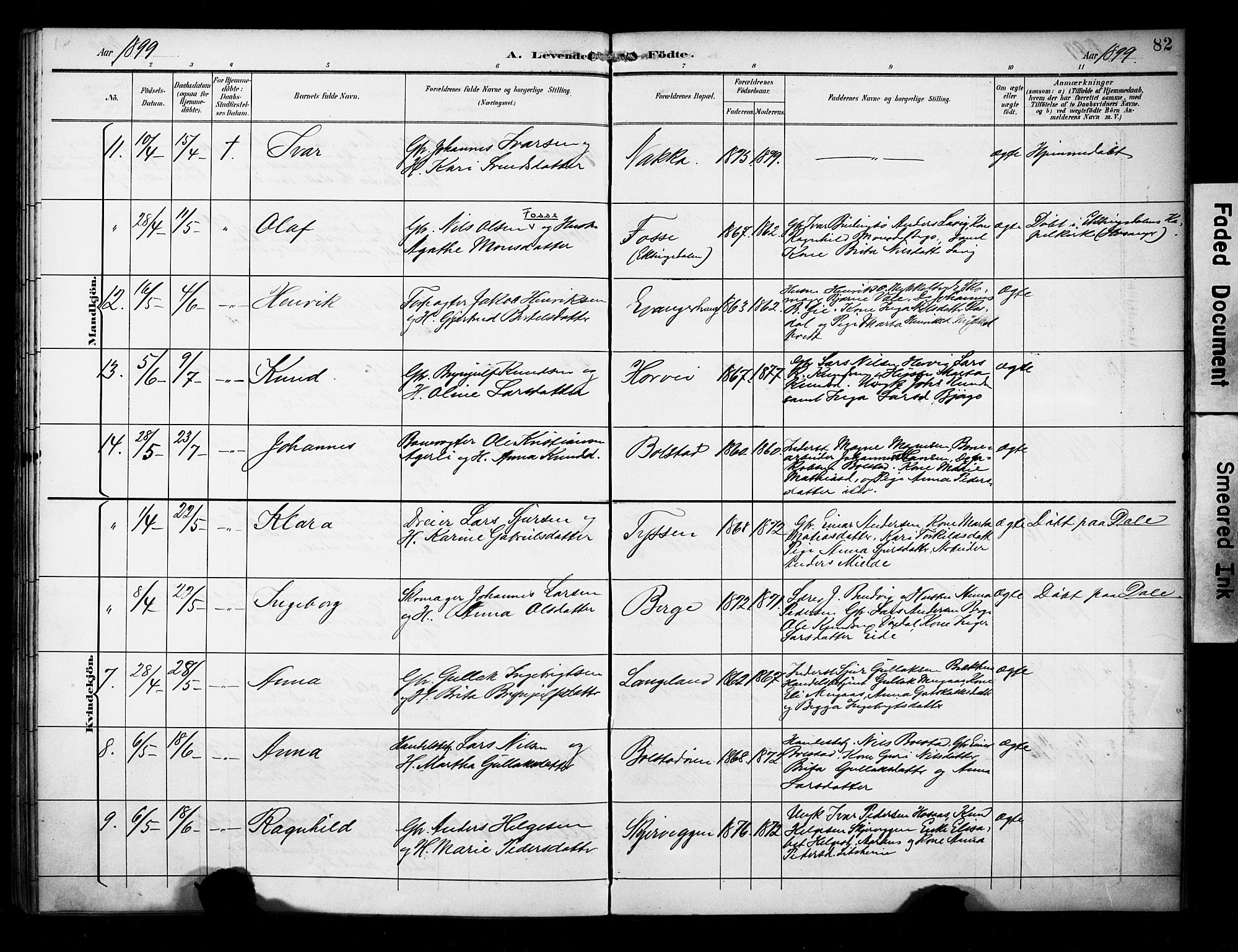 Evanger sokneprestembete, AV/SAB-A-99924: Parish register (official) no. A 2, 1892-1899, p. 82