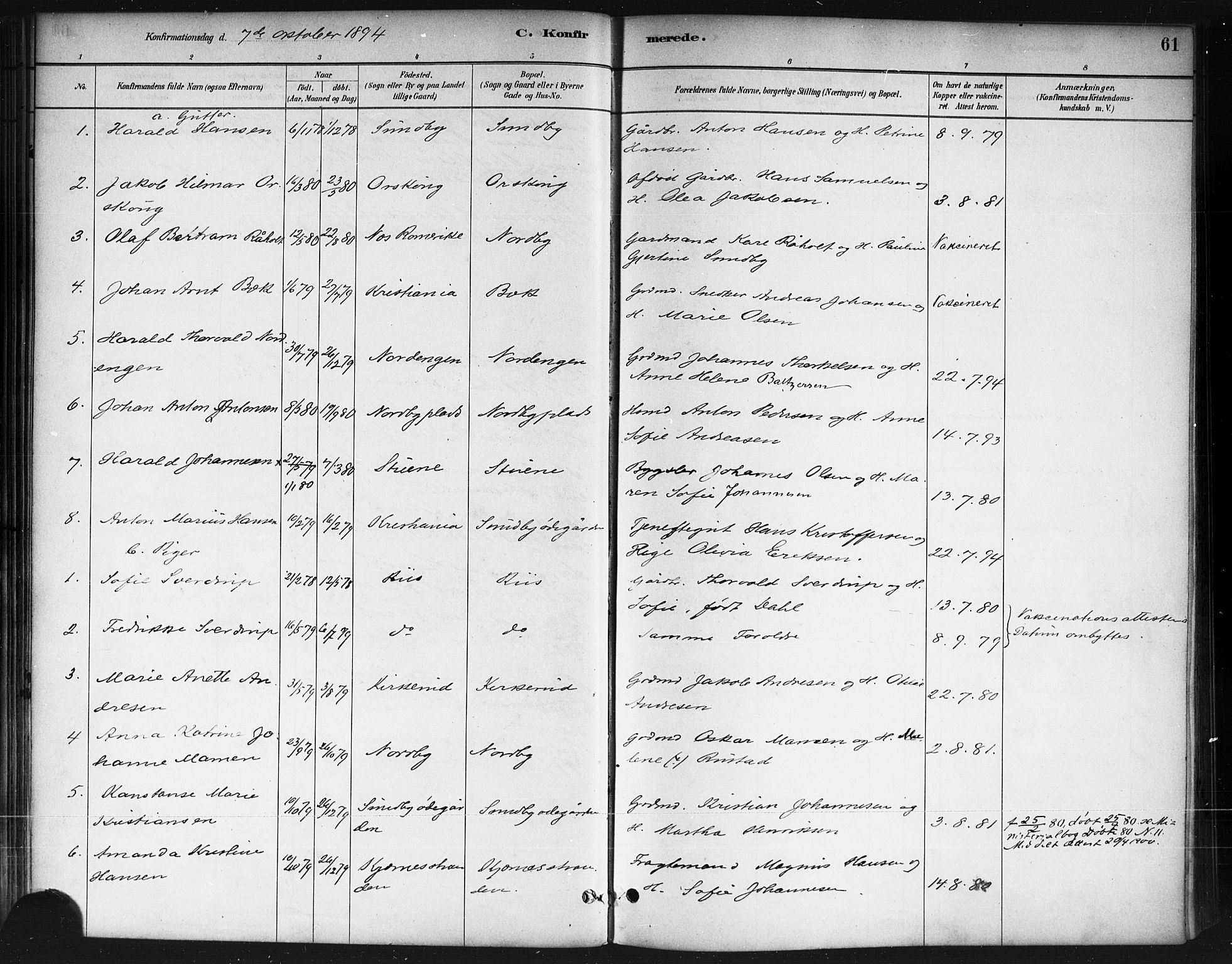 Ås prestekontor Kirkebøker, AV/SAO-A-10894/F/Fb/L0001: Parish register (official) no. II 1, 1881-1895, p. 61