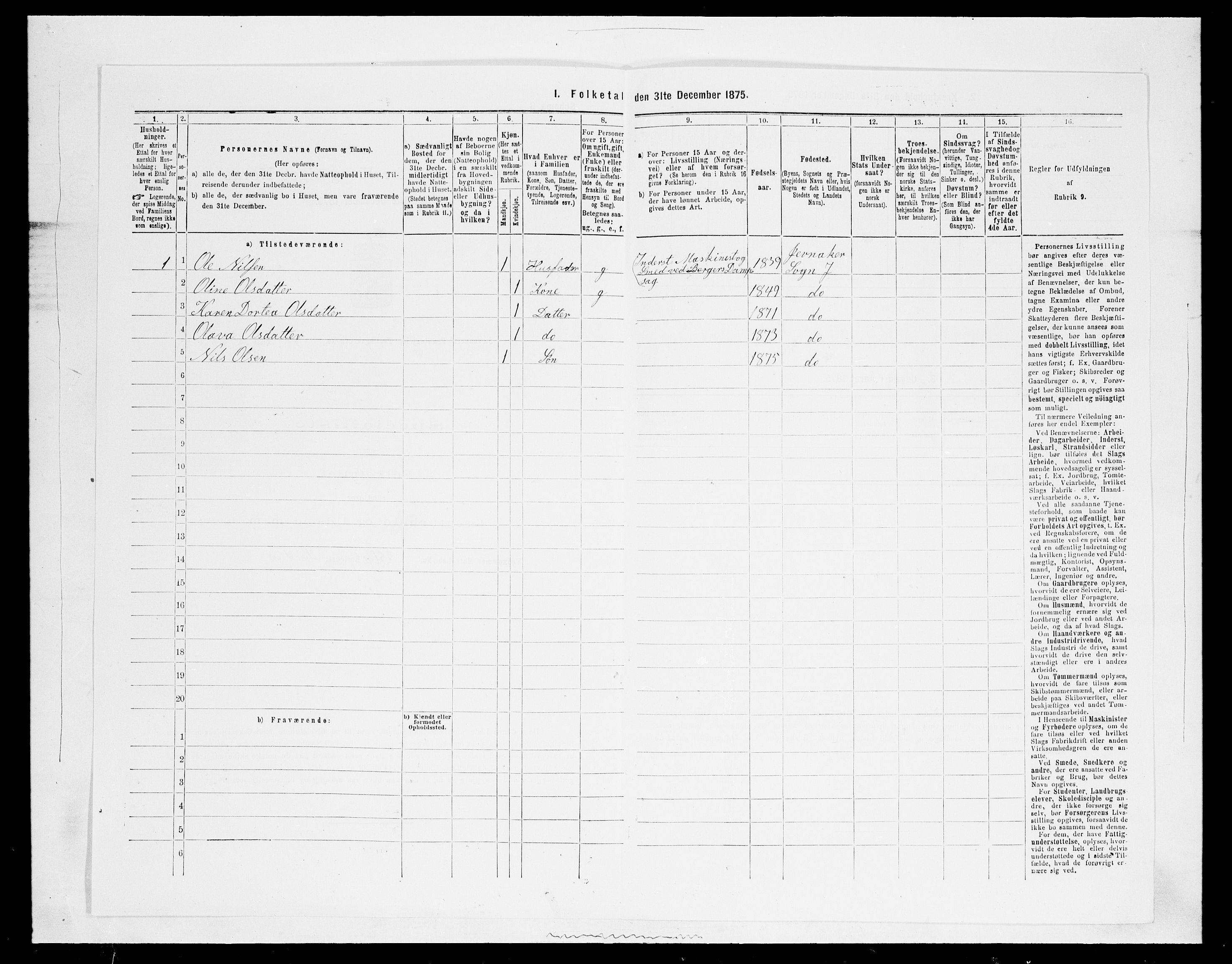 SAH, 1875 census for 0532P Jevnaker, 1875, p. 1609