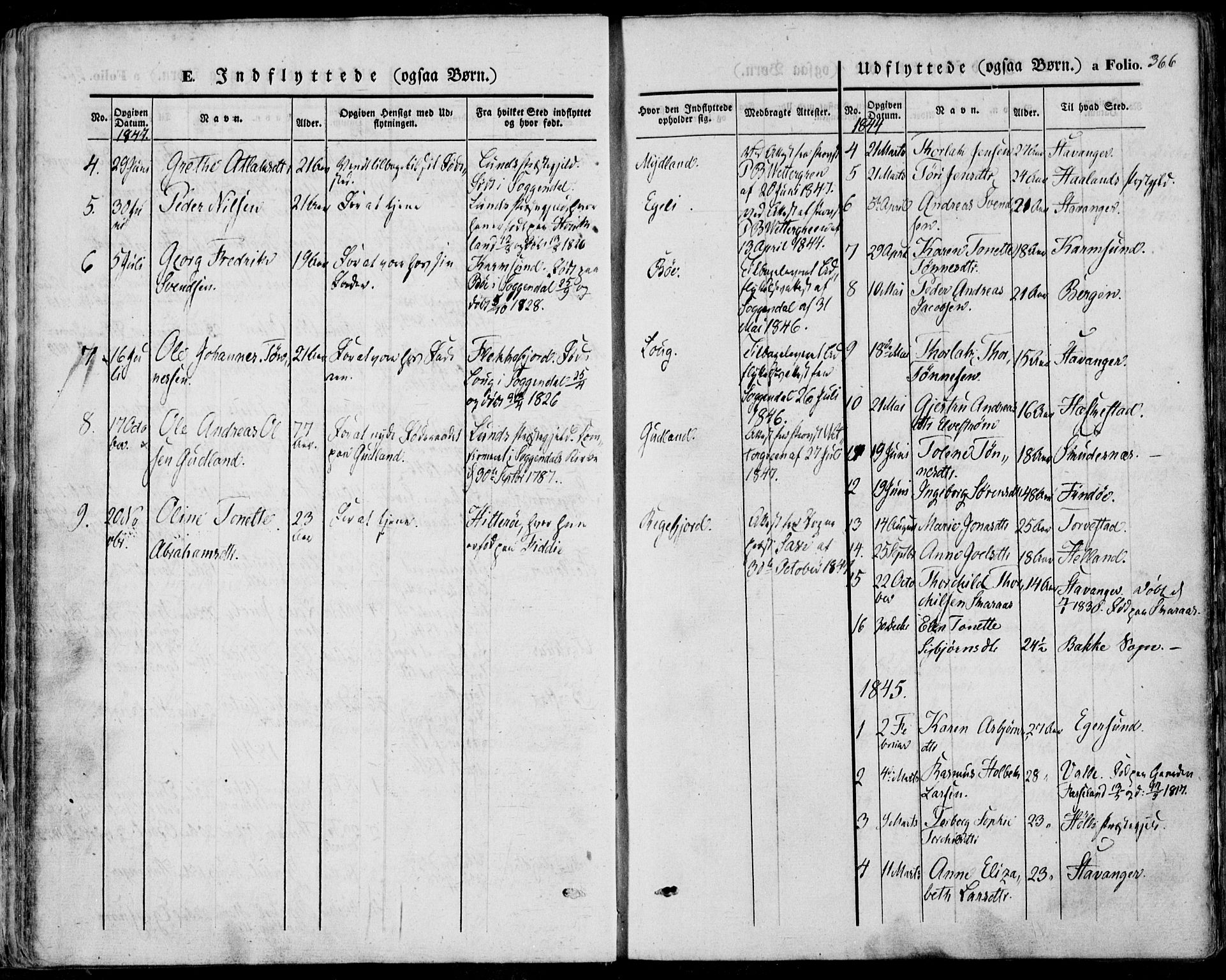 Sokndal sokneprestkontor, AV/SAST-A-101808: Parish register (official) no. A 8.2, 1842-1857, p. 366