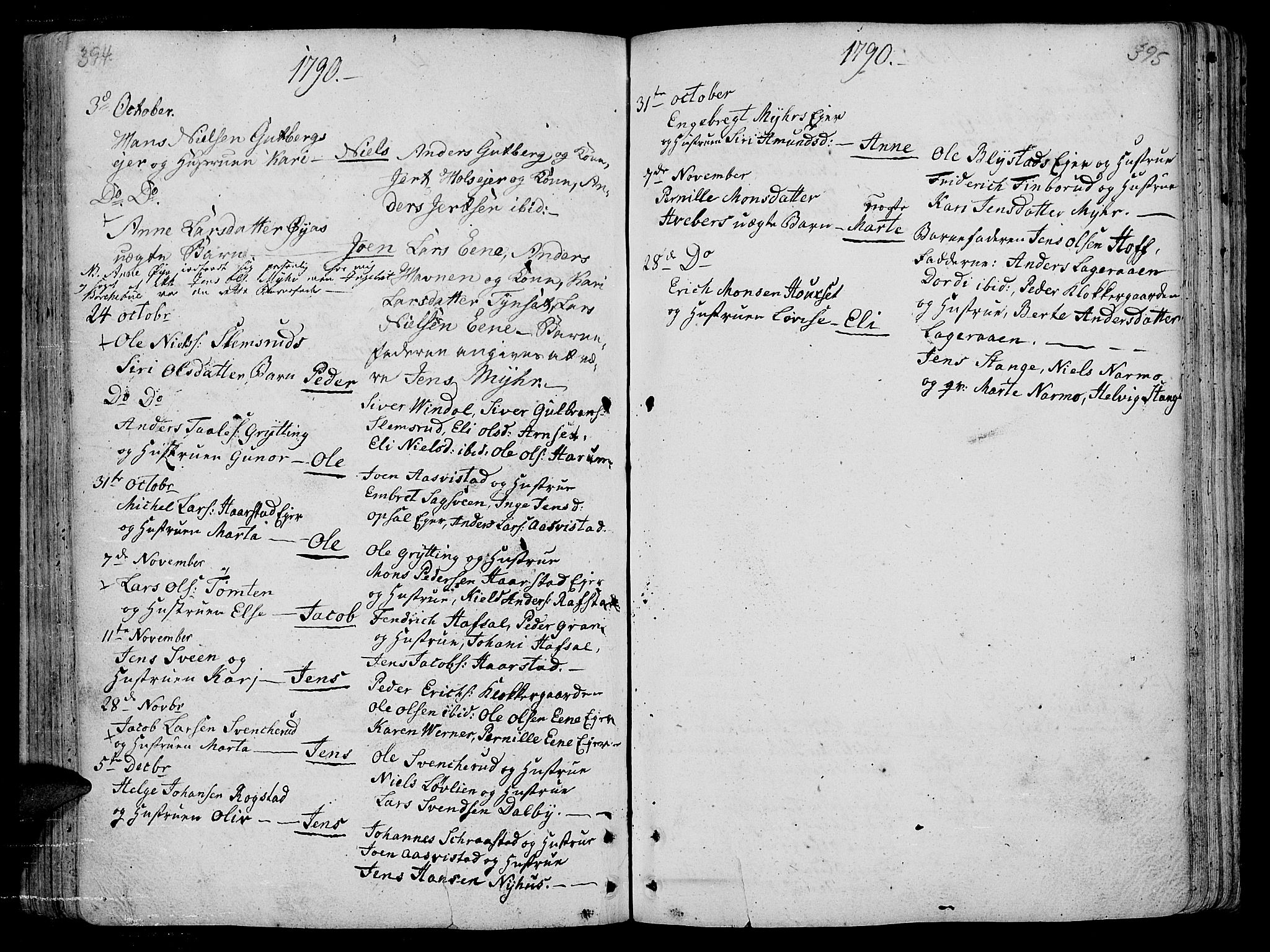 Vang prestekontor, Hedmark, AV/SAH-PREST-008/H/Ha/Haa/L0005: Parish register (official) no. 5, 1732-1809, p. 394-395