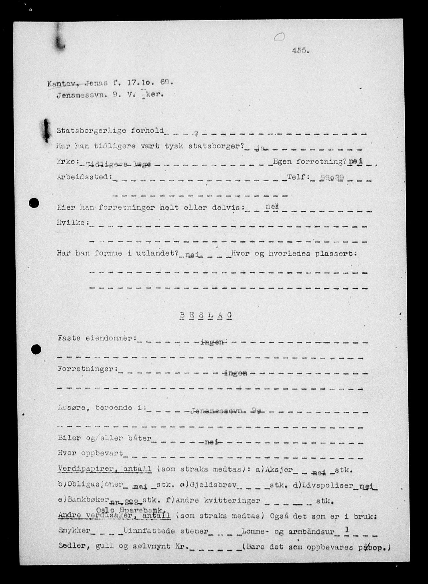 Justisdepartementet, Tilbakeføringskontoret for inndratte formuer, AV/RA-S-1564/H/Hc/Hcc/L0949: --, 1945-1947, p. 15