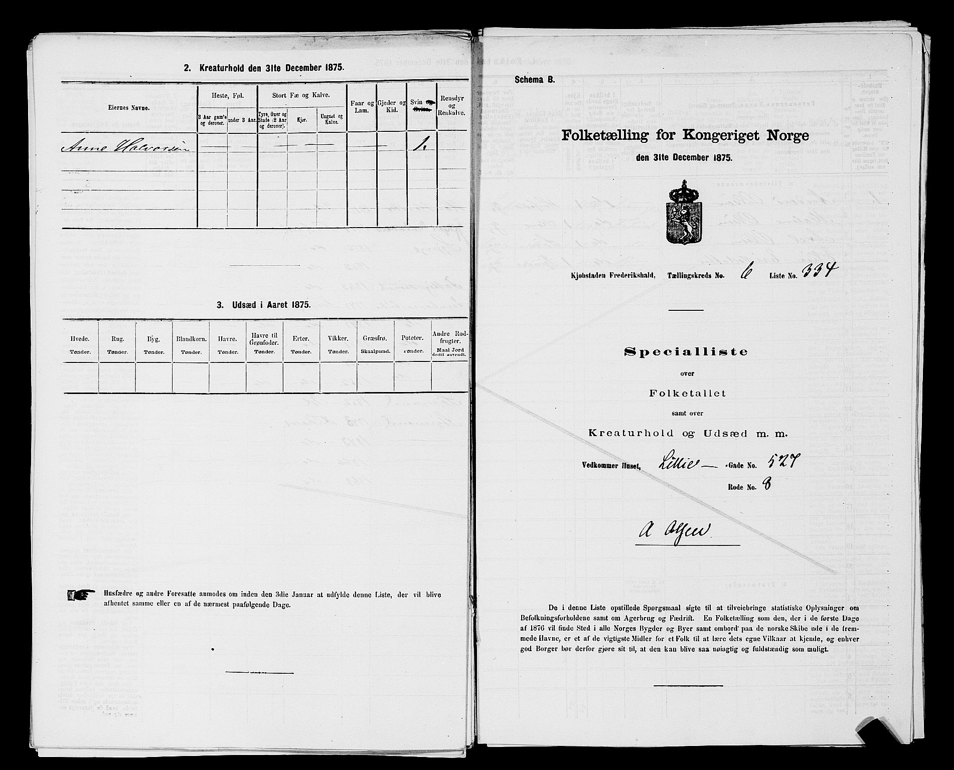 RA, 1875 census for 0101P Fredrikshald, 1875, p. 617