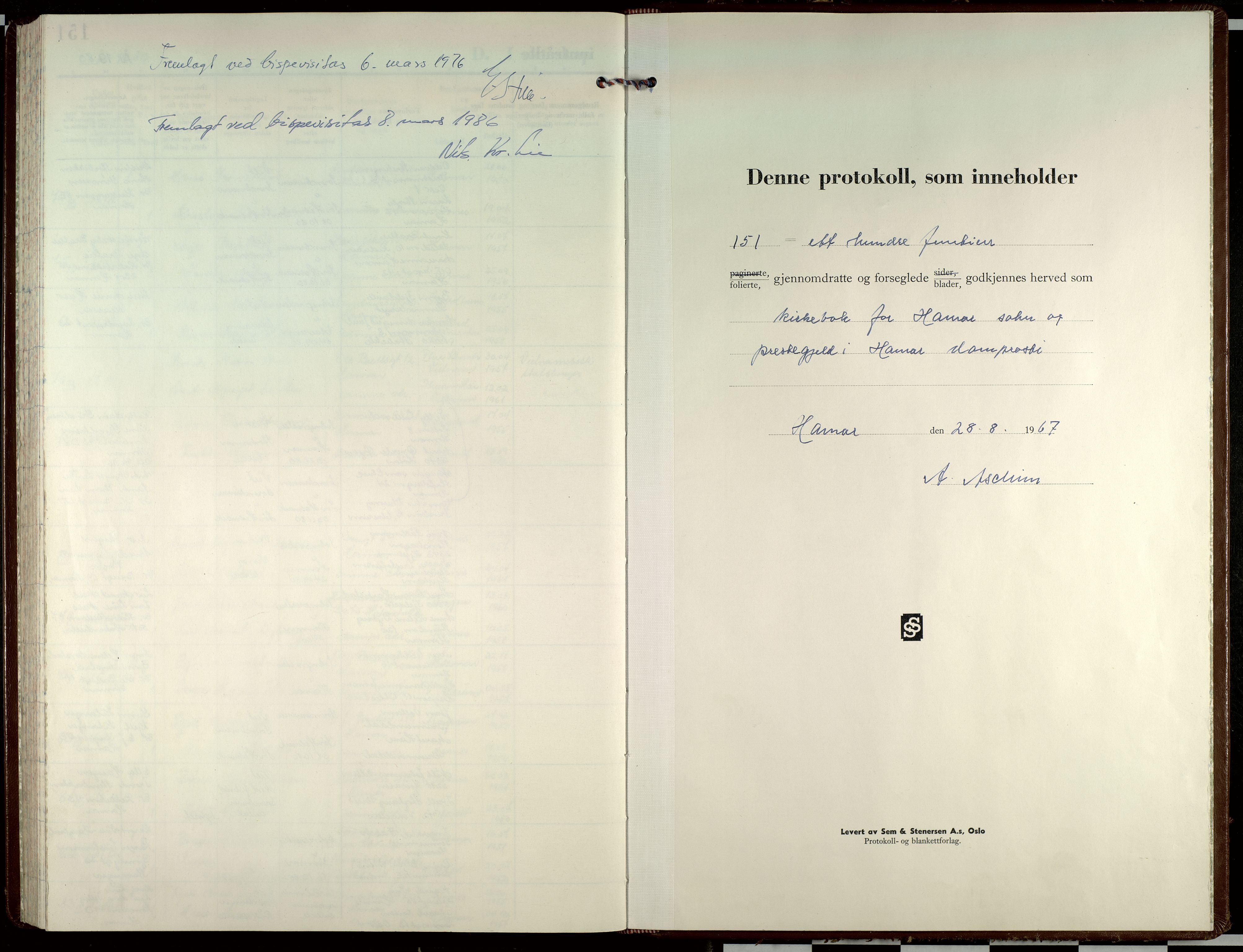 Hamar prestekontor, SAH/DOMPH-002/H/Ha/Haa/L0015: Parish register (official) no. 15, 1967-1980