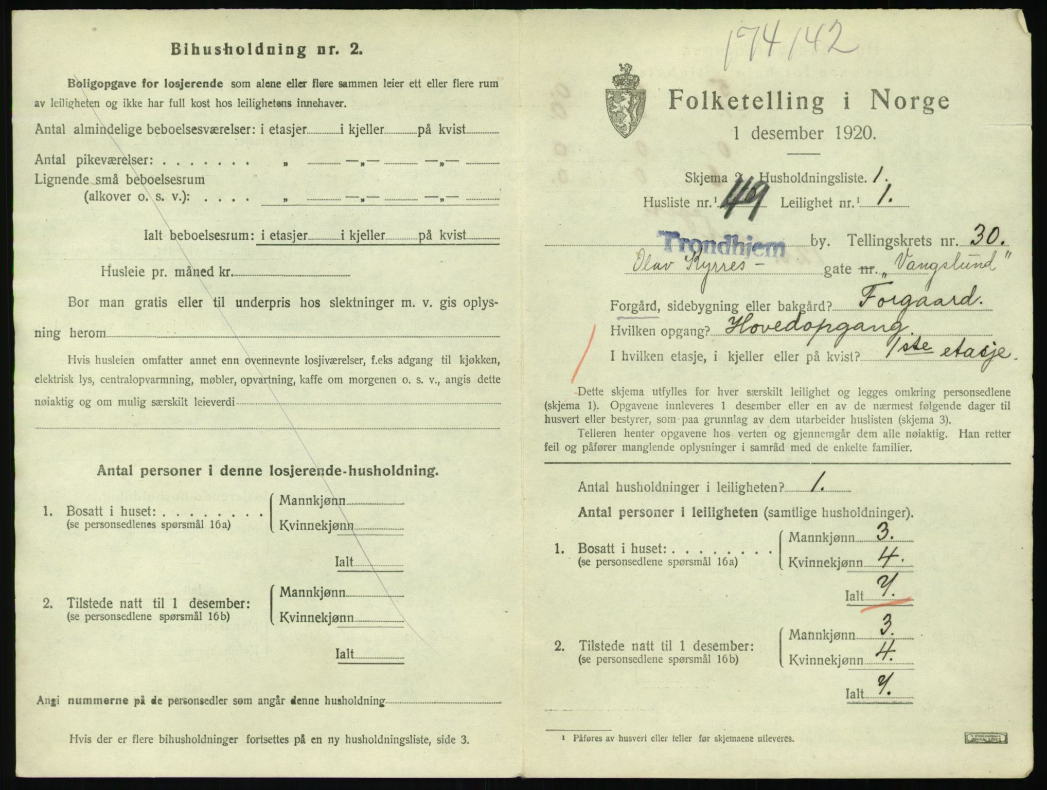 SAT, 1920 census for Trondheim, 1920, p. 17410