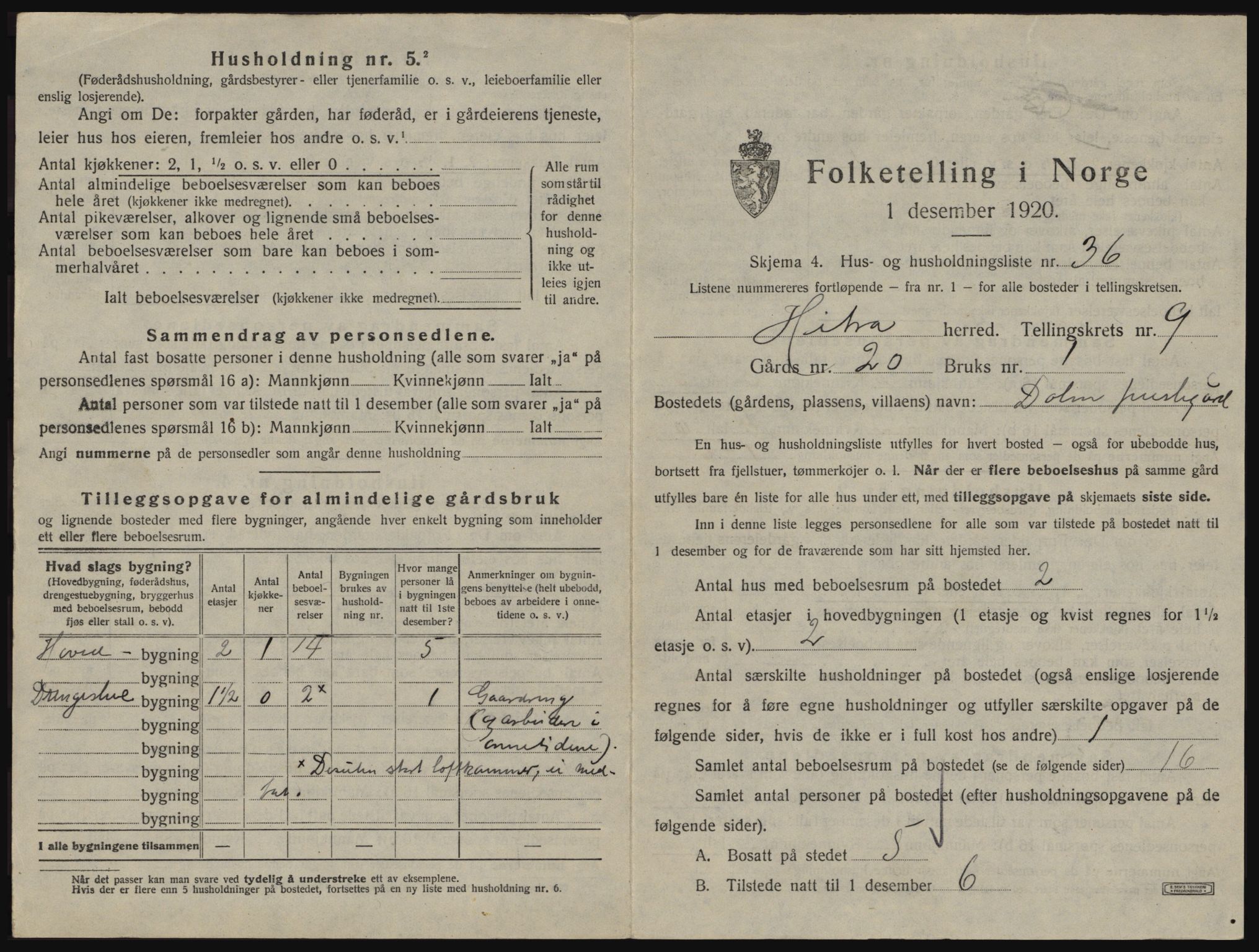 SAT, 1920 census for Hitra, 1920, p. 553