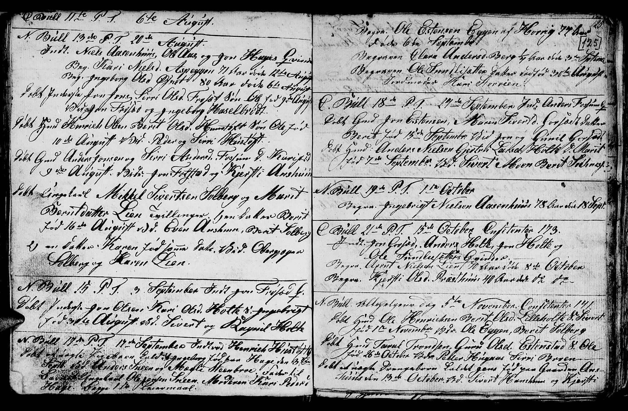 Ministerialprotokoller, klokkerbøker og fødselsregistre - Sør-Trøndelag, SAT/A-1456/689/L1042: Parish register (copy) no. 689C01, 1812-1841, p. 124-125