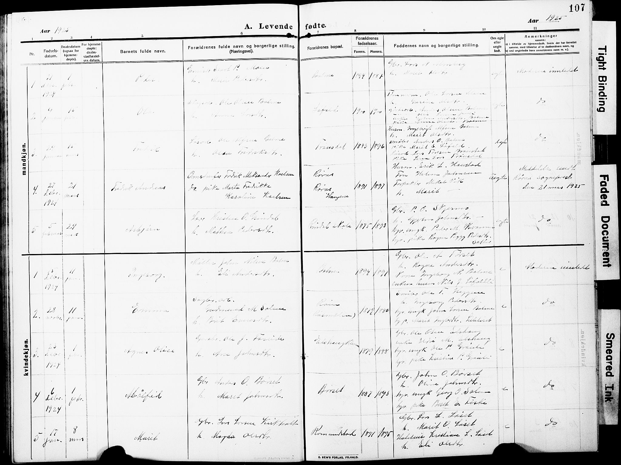 Ministerialprotokoller, klokkerbøker og fødselsregistre - Møre og Romsdal, AV/SAT-A-1454/598/L1079: Parish register (copy) no. 598C04, 1909-1927, p. 107