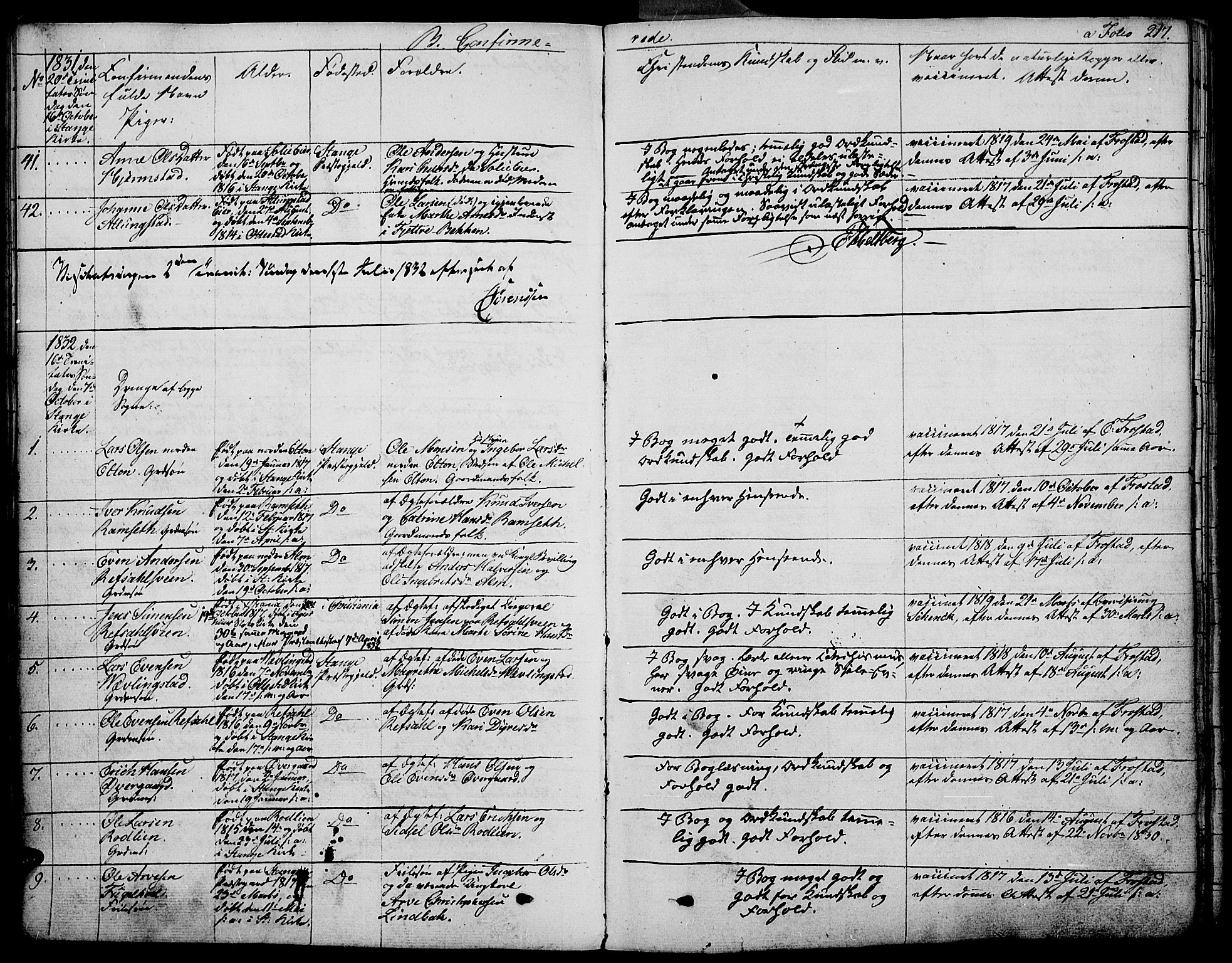 Stange prestekontor, SAH/PREST-002/K/L0009: Parish register (official) no. 9, 1826-1835, p. 217