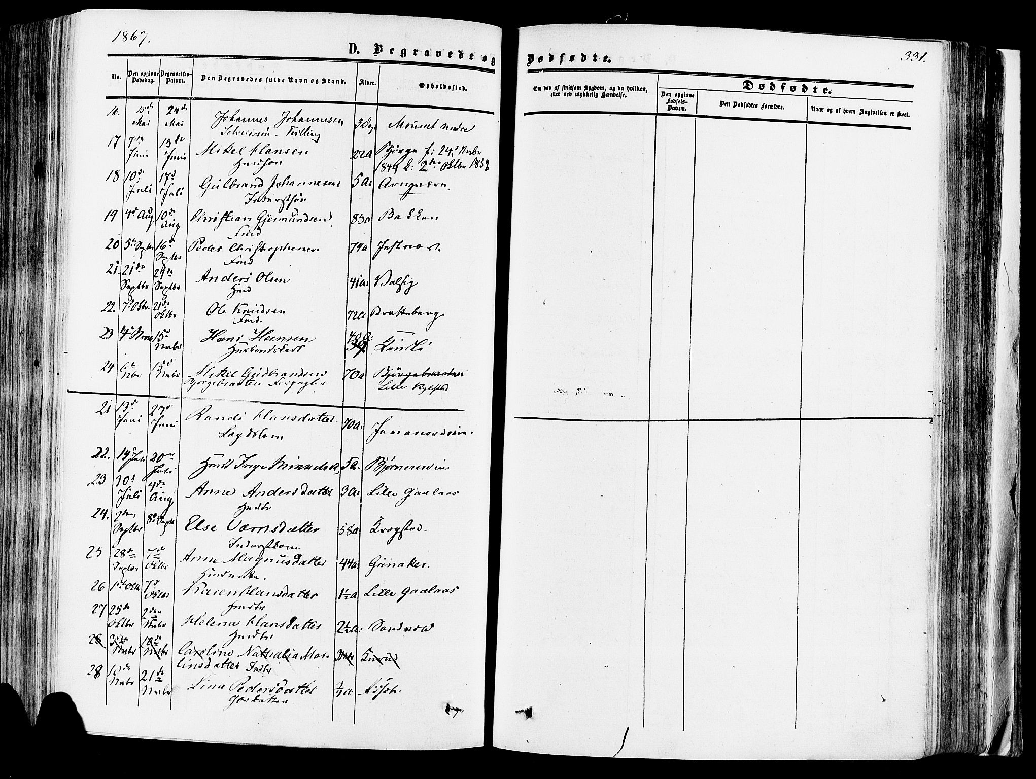 Vang prestekontor, Hedmark, SAH/PREST-008/H/Ha/Haa/L0013: Parish register (official) no. 13, 1855-1879, p. 331