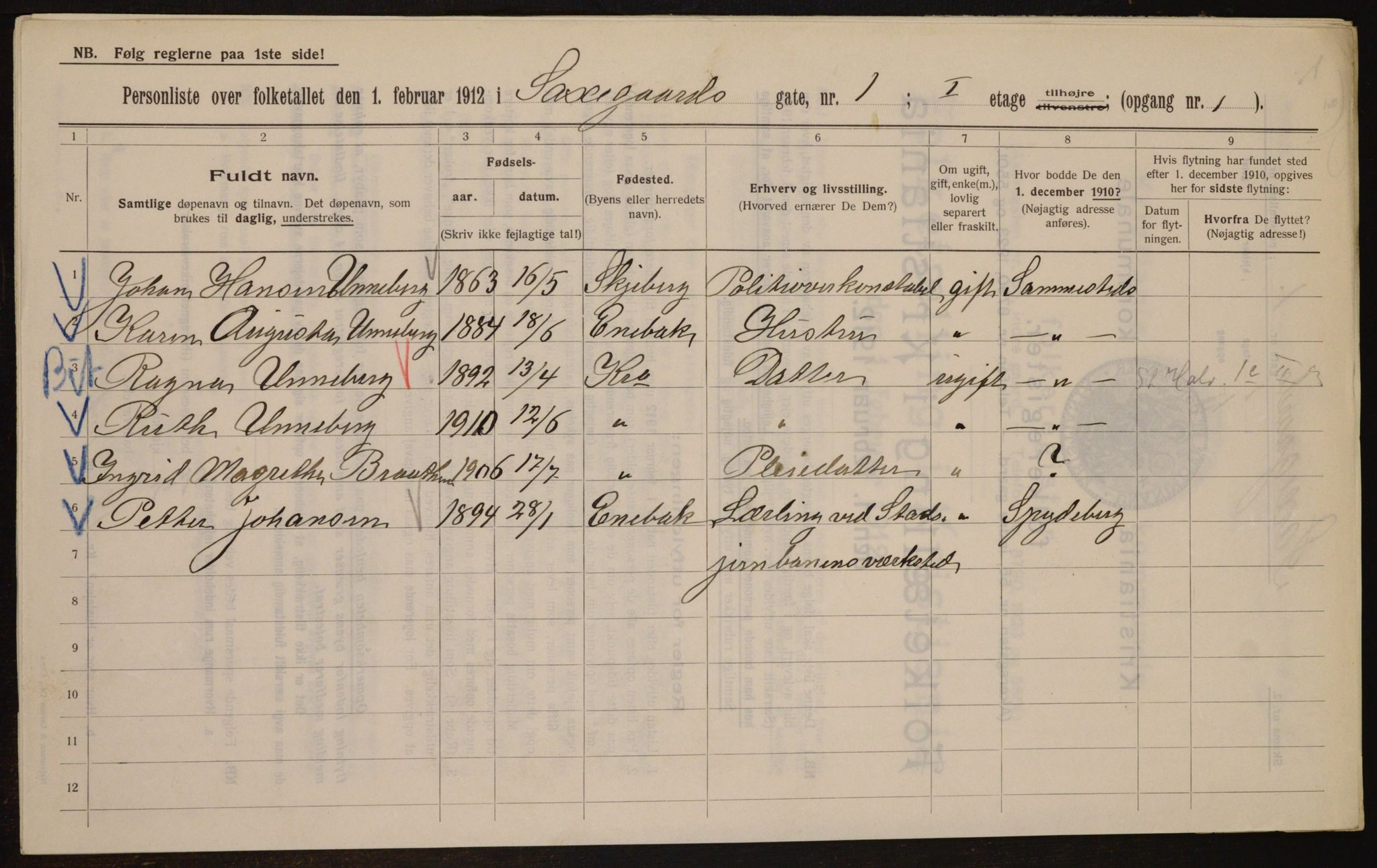 OBA, Municipal Census 1912 for Kristiania, 1912, p. 89531